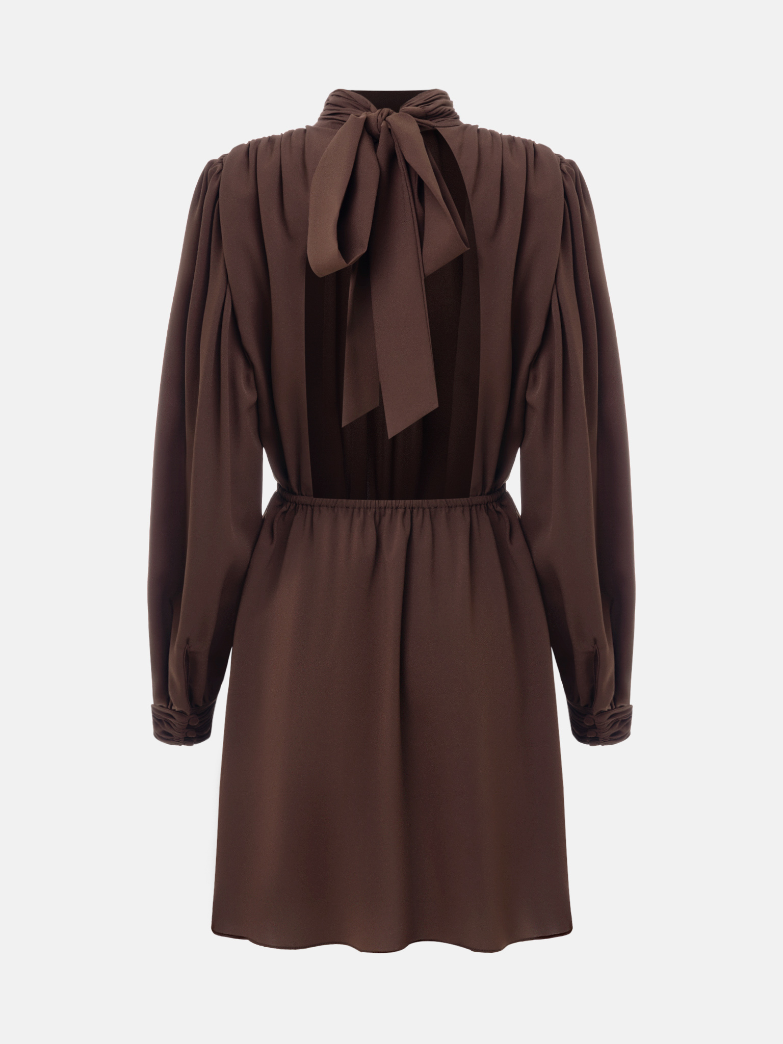 Mini dress with pleats on the shoulders and open back