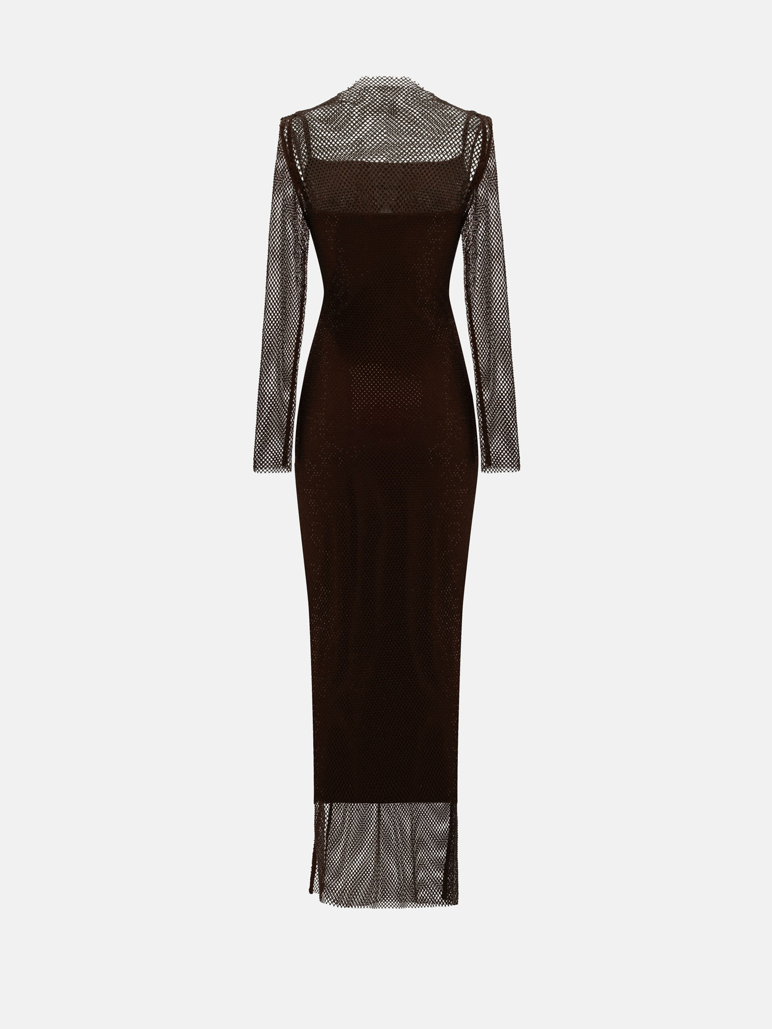 Платье-сетка макси с однотонным подкладом