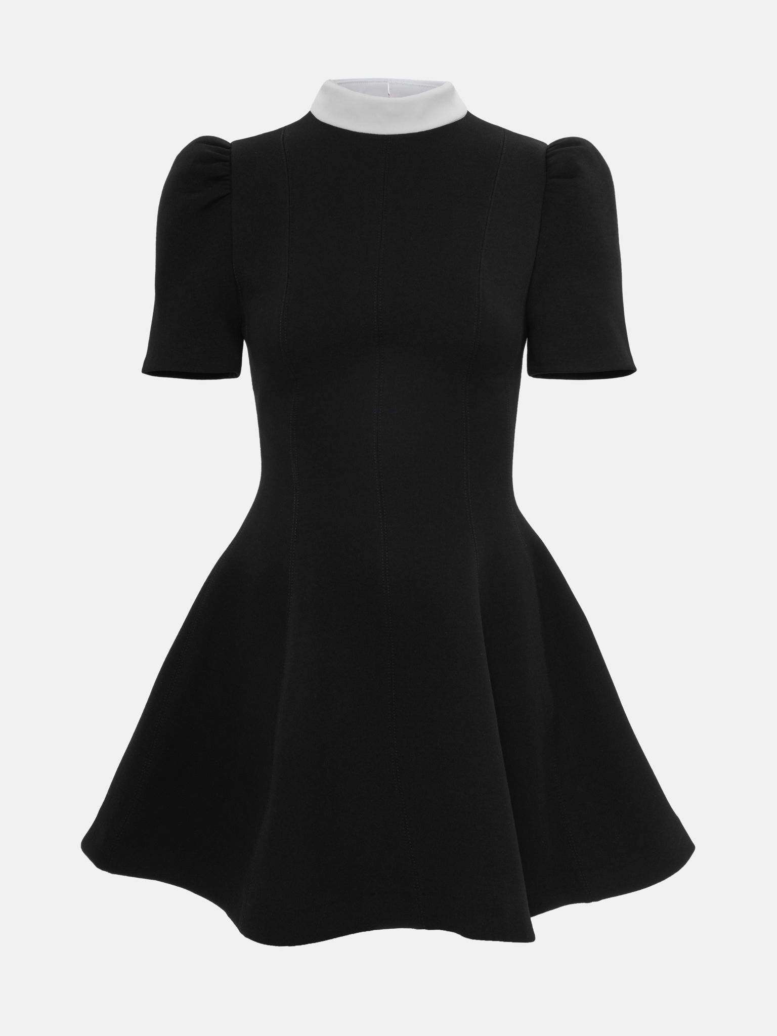 Mini dress with voluminous skirt and contrasting collar