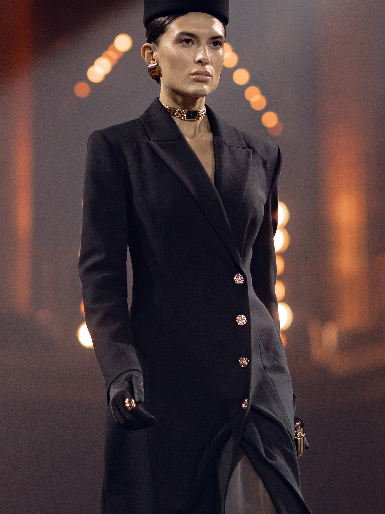 Maxi blazer dress with skirt slits