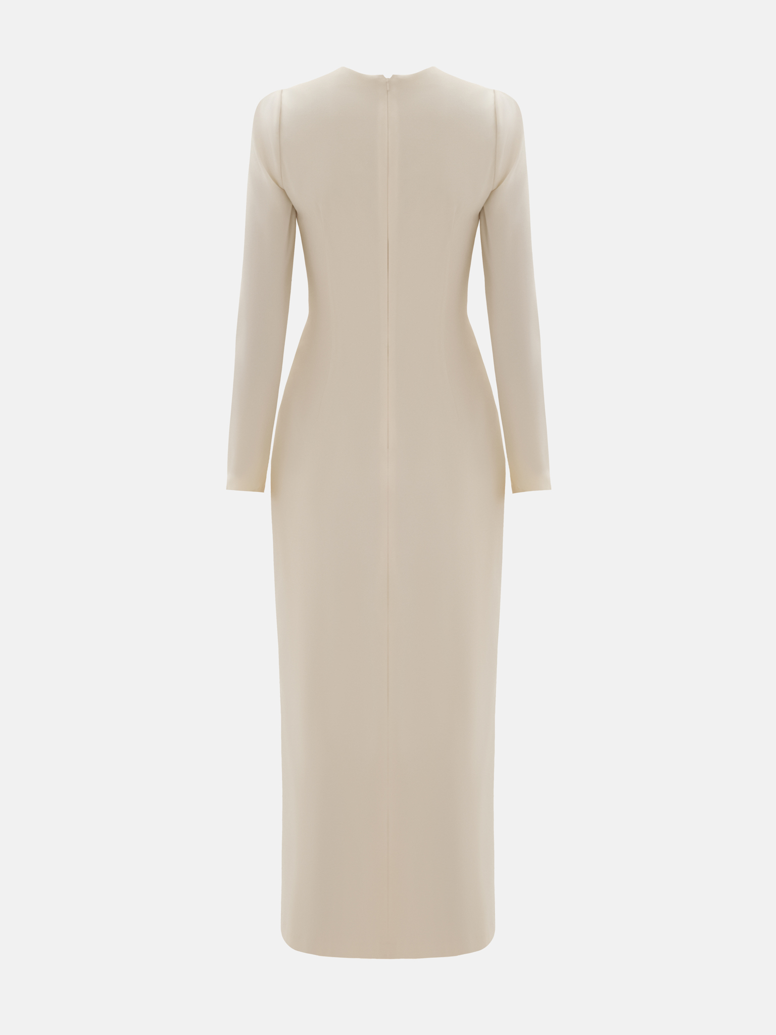 Maxi dress with draped waist and rhinestone brooch