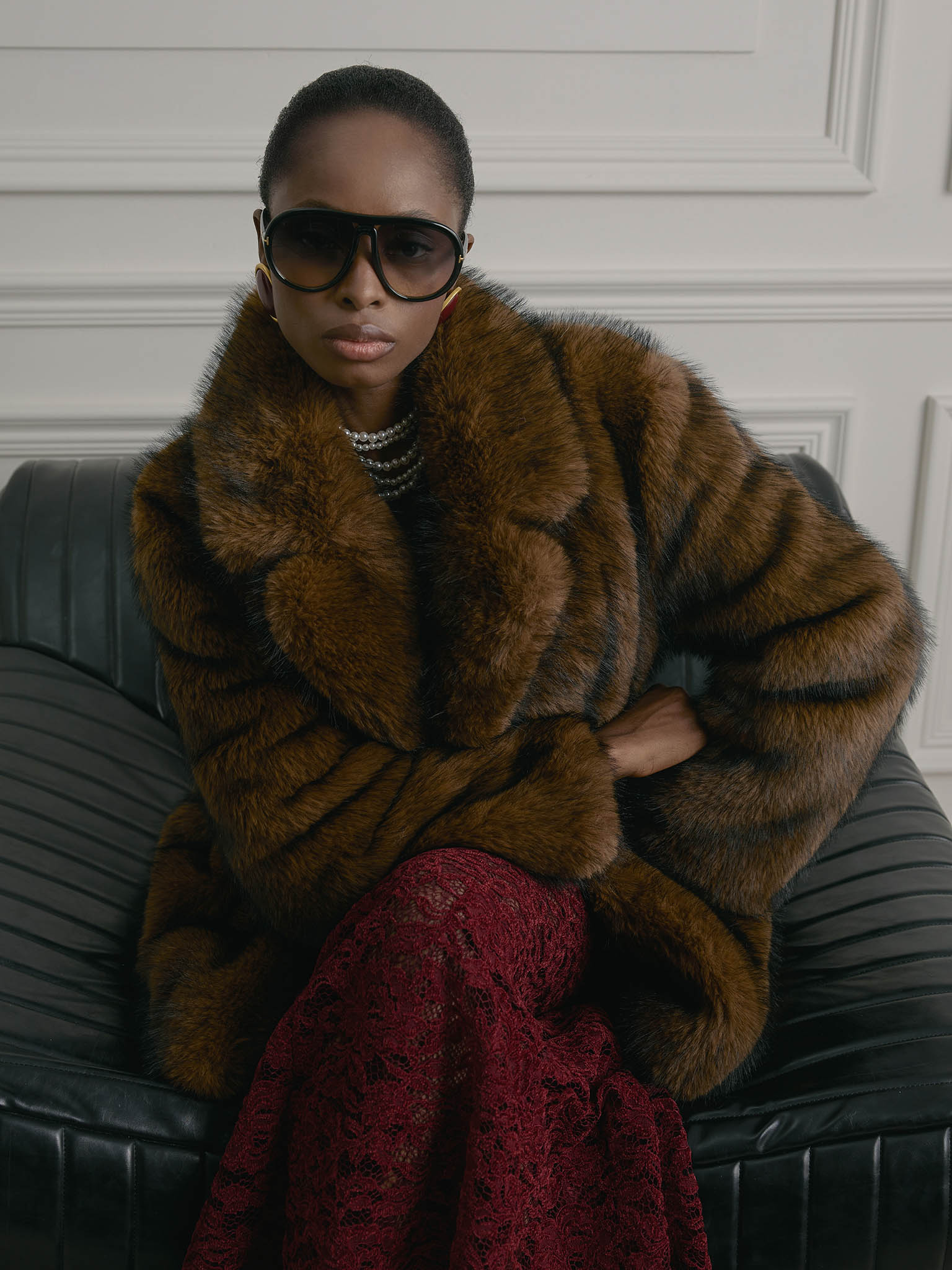 Voluminous mini eco-coat with wide collar