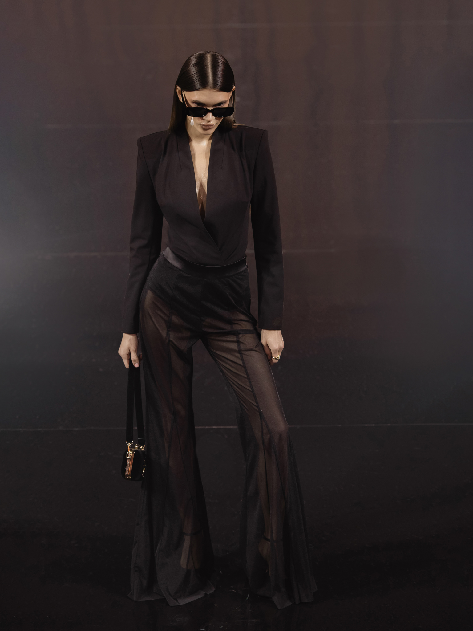Set of micro shorts and semi-transparent trousers