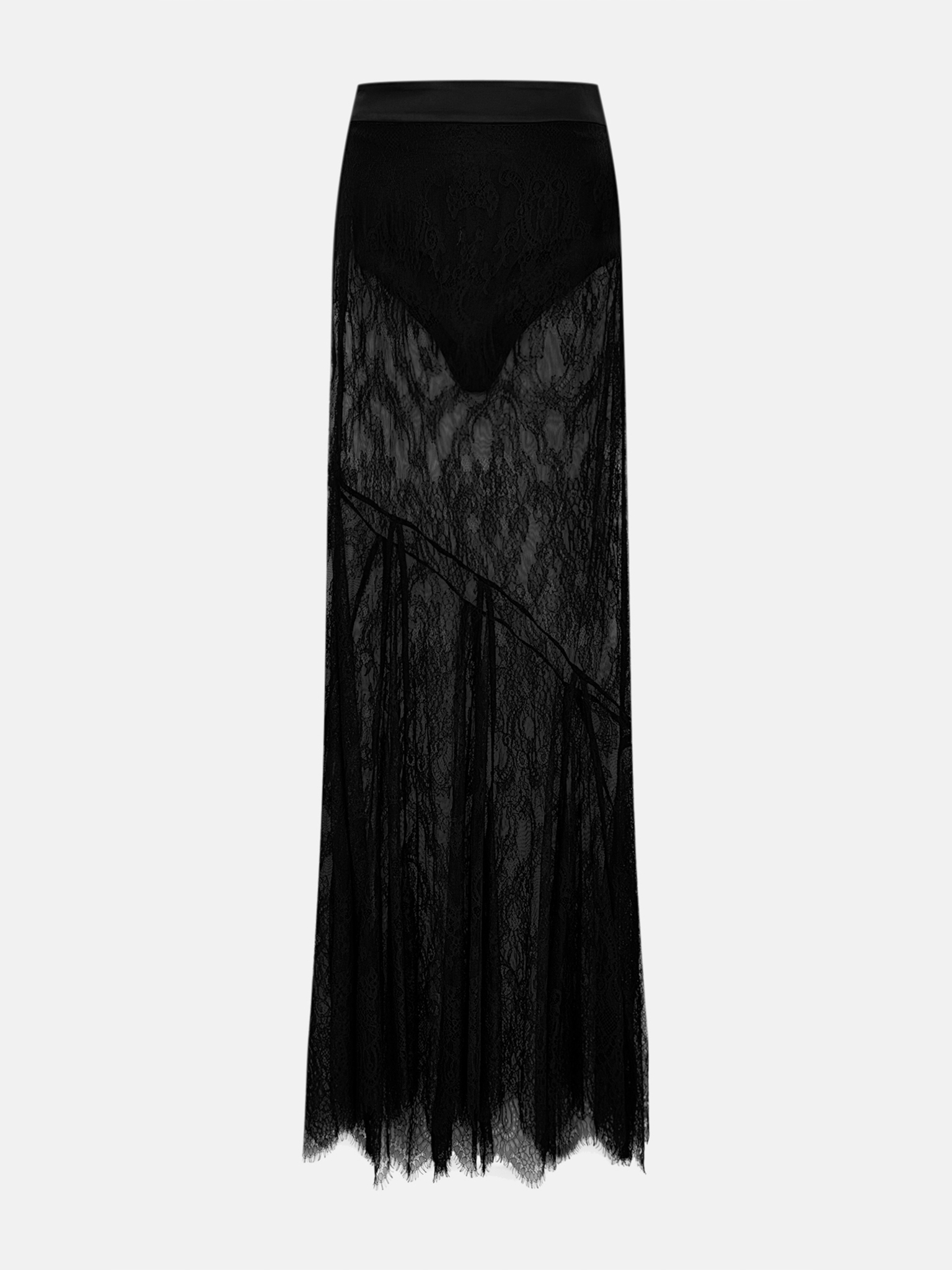 Set of micro shorts and lace floor-length skirt