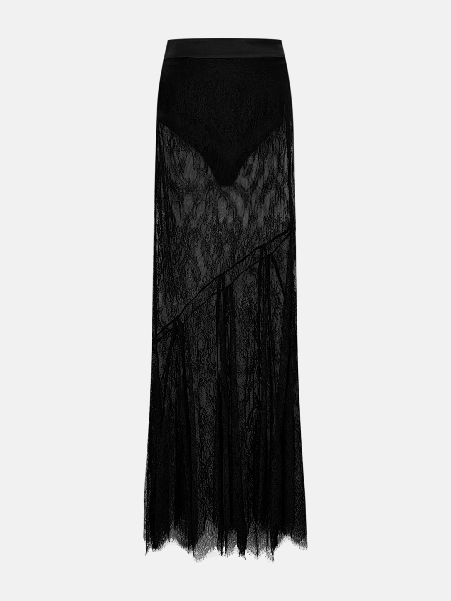 Set of micro shorts and lace floor-length skirt