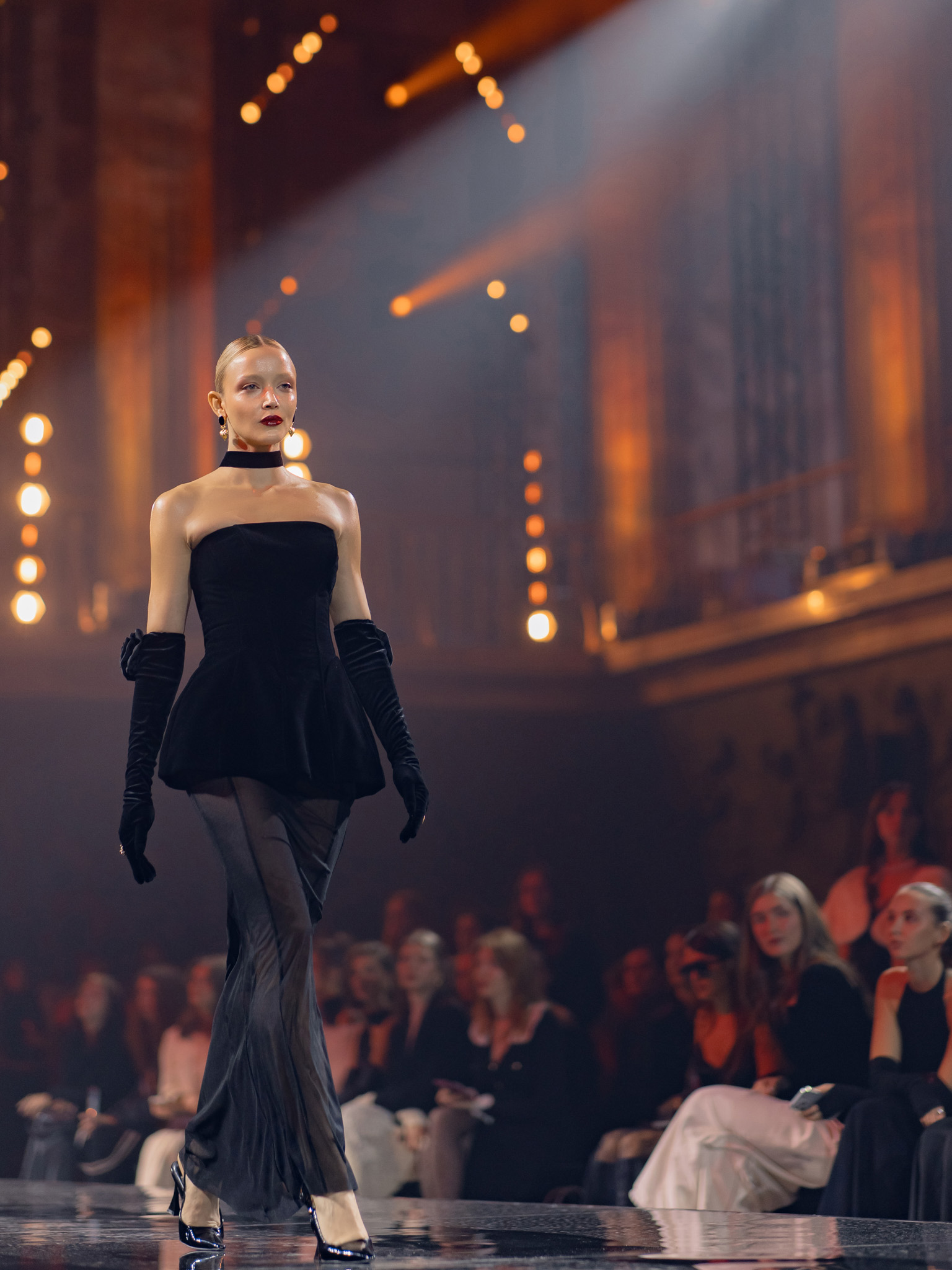 Set of micro shorts and semi-transparent floor-length skirt