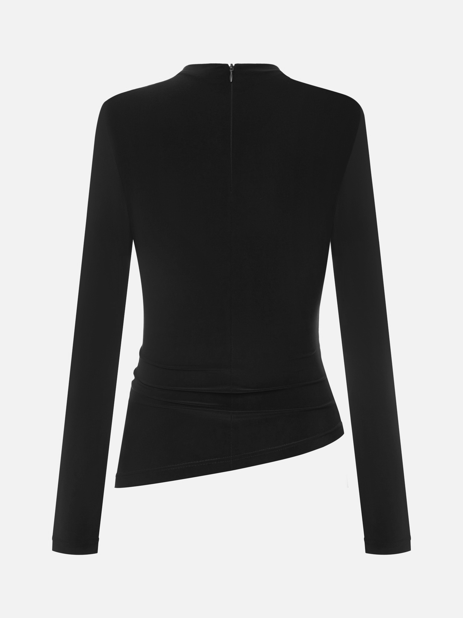 Jersey turtleneck with waist drapery