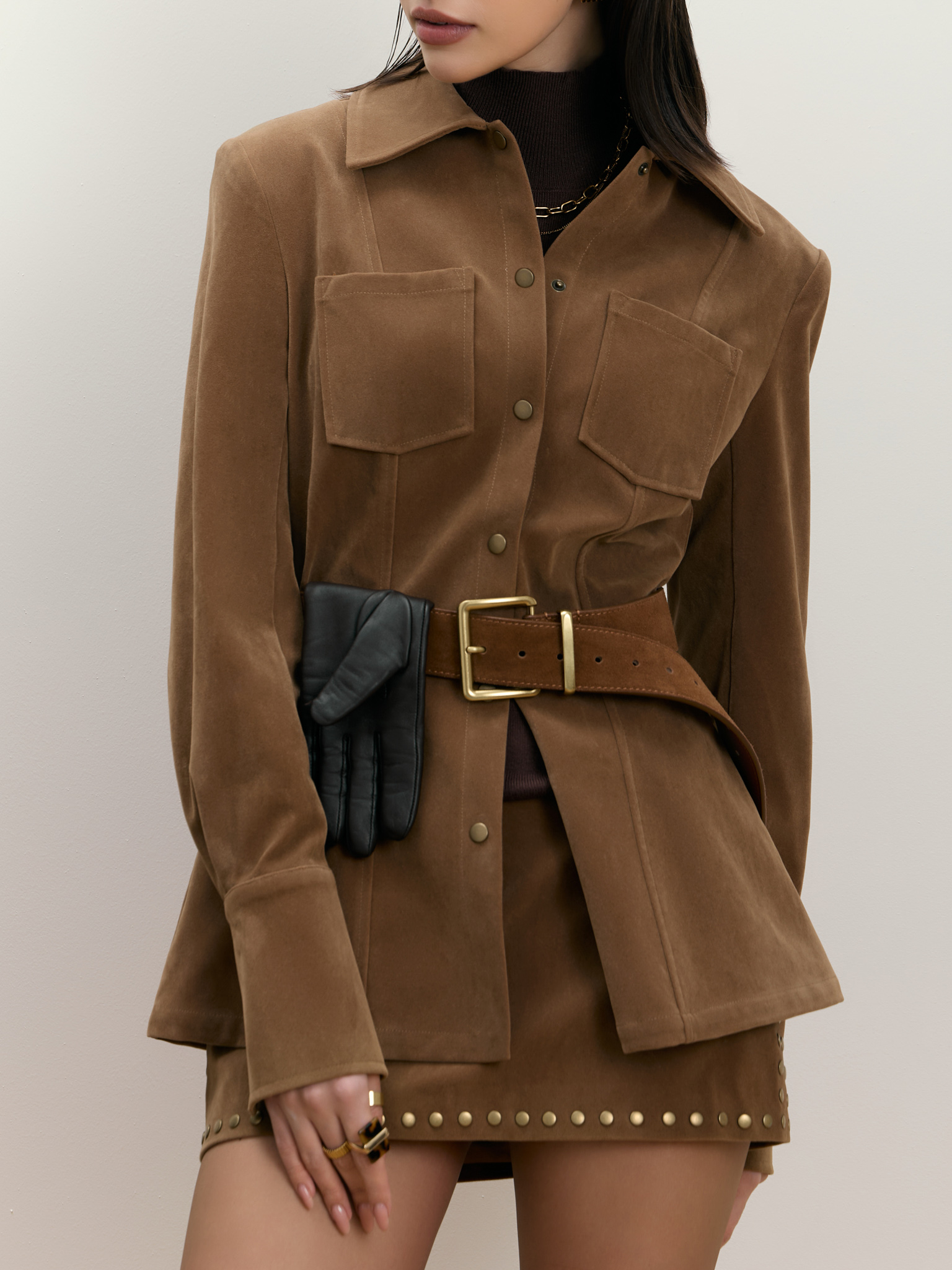 Fitted eco-suede shirt