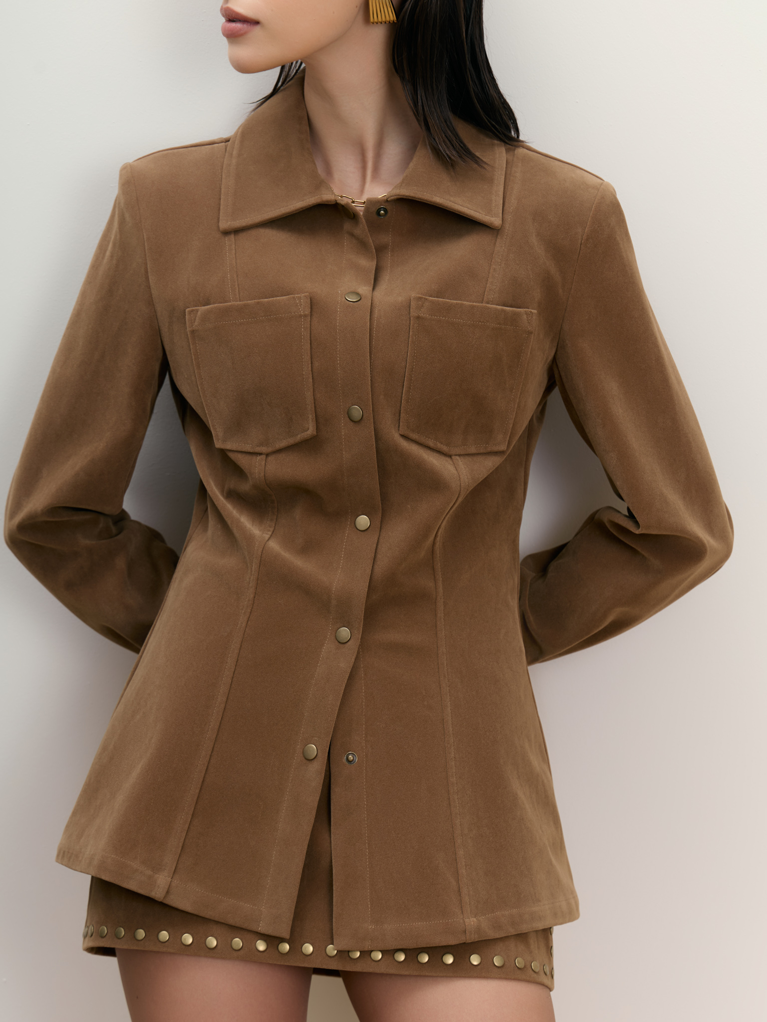 Fitted eco-suede shirt