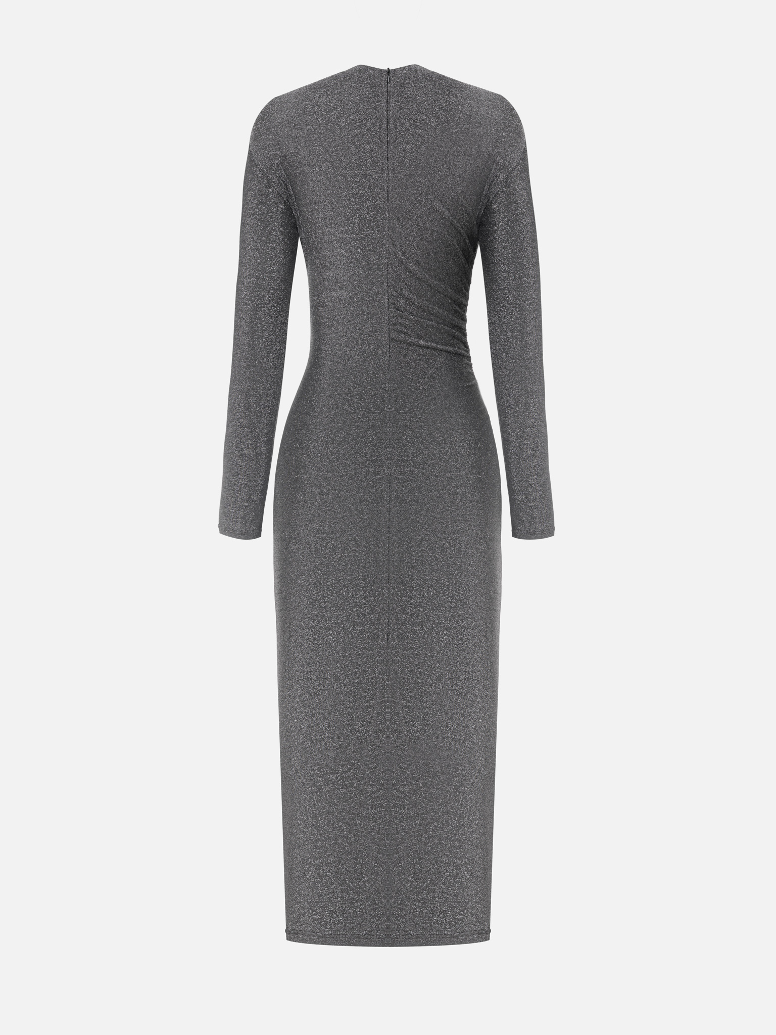 Jersey midi dress with asymmetric draperies