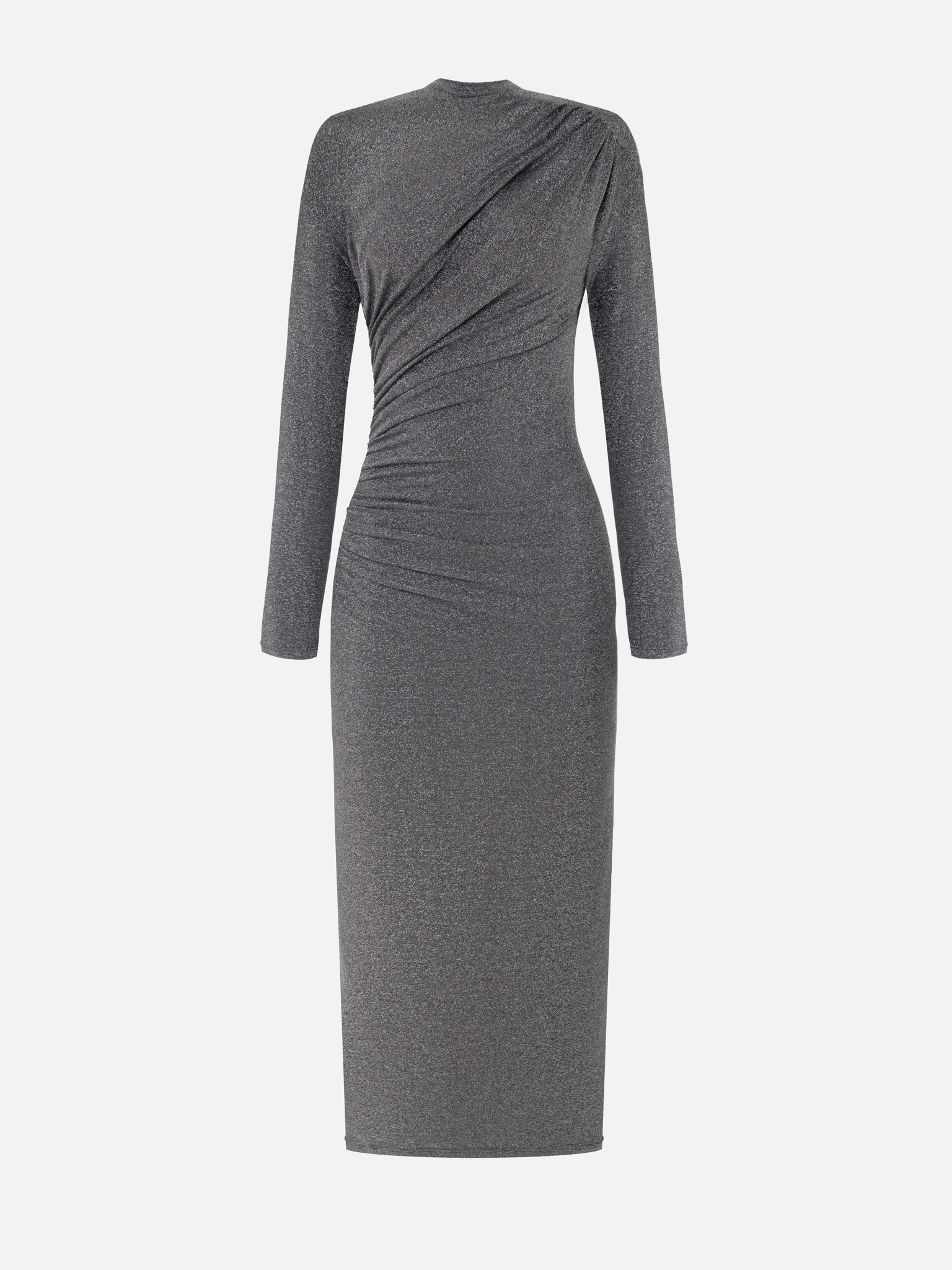 Jersey midi dress with asymmetric draperies