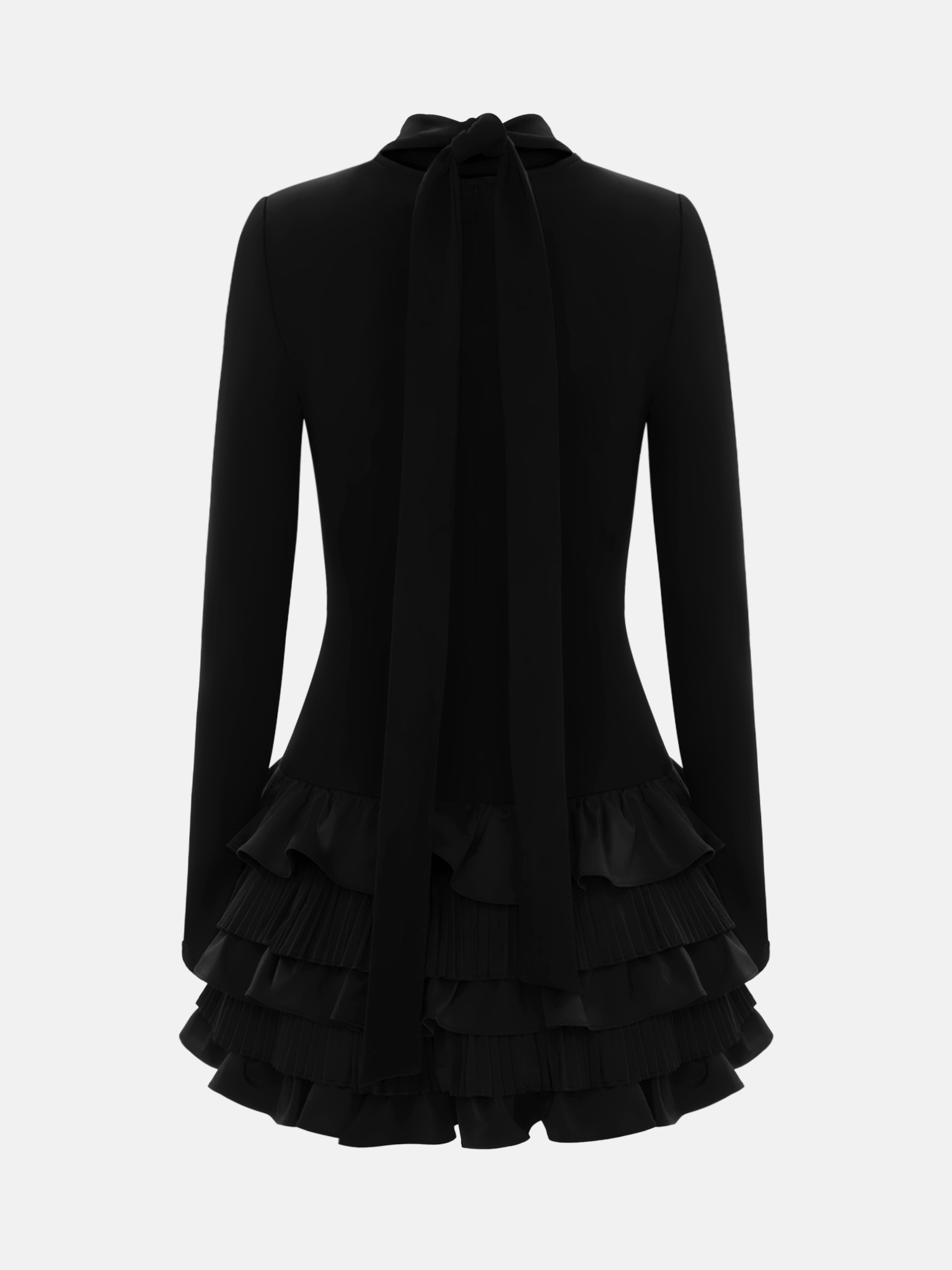 Mini jersey dress with pleated ruffles on the skirt