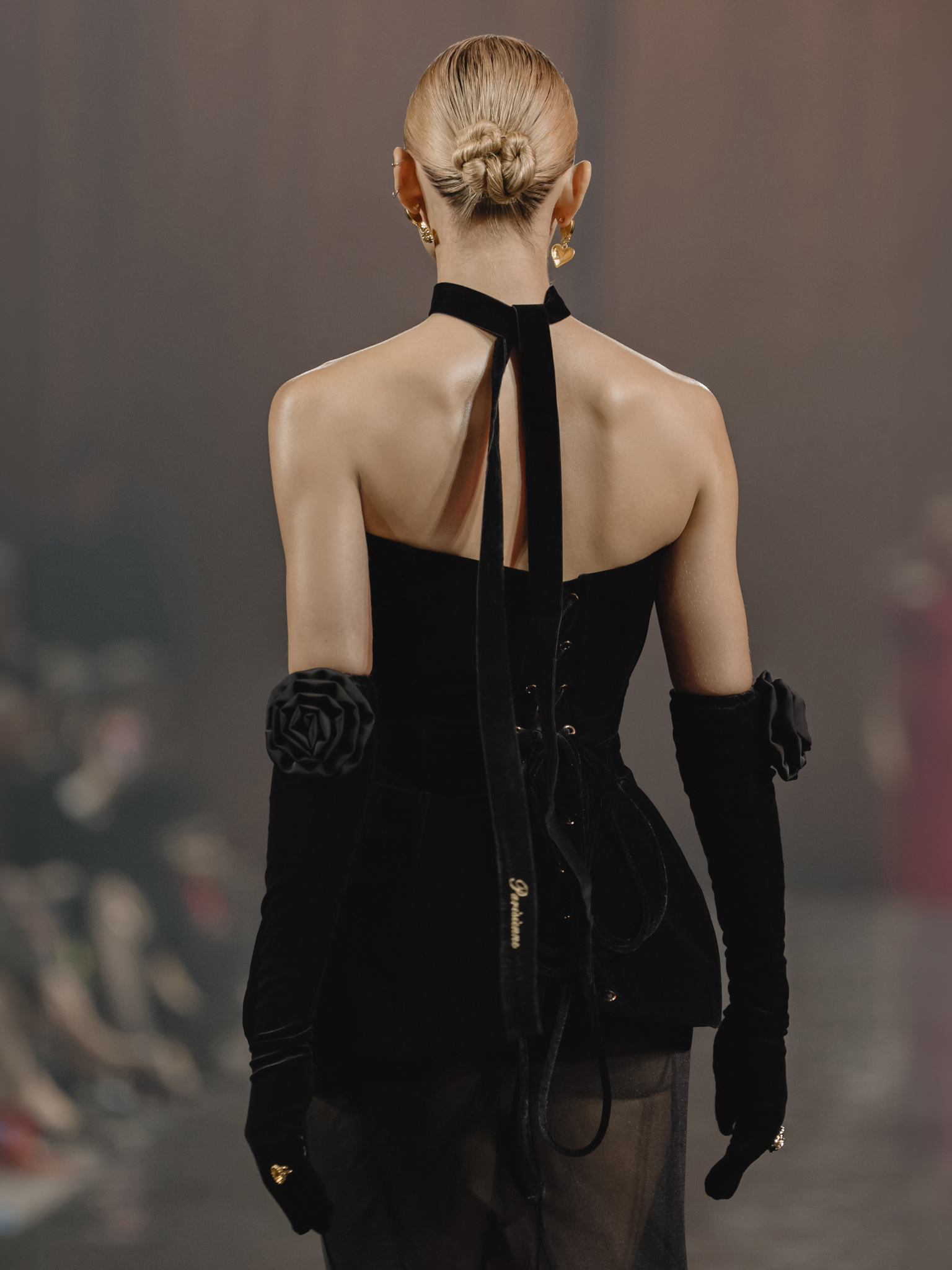 Velvet strapless corset