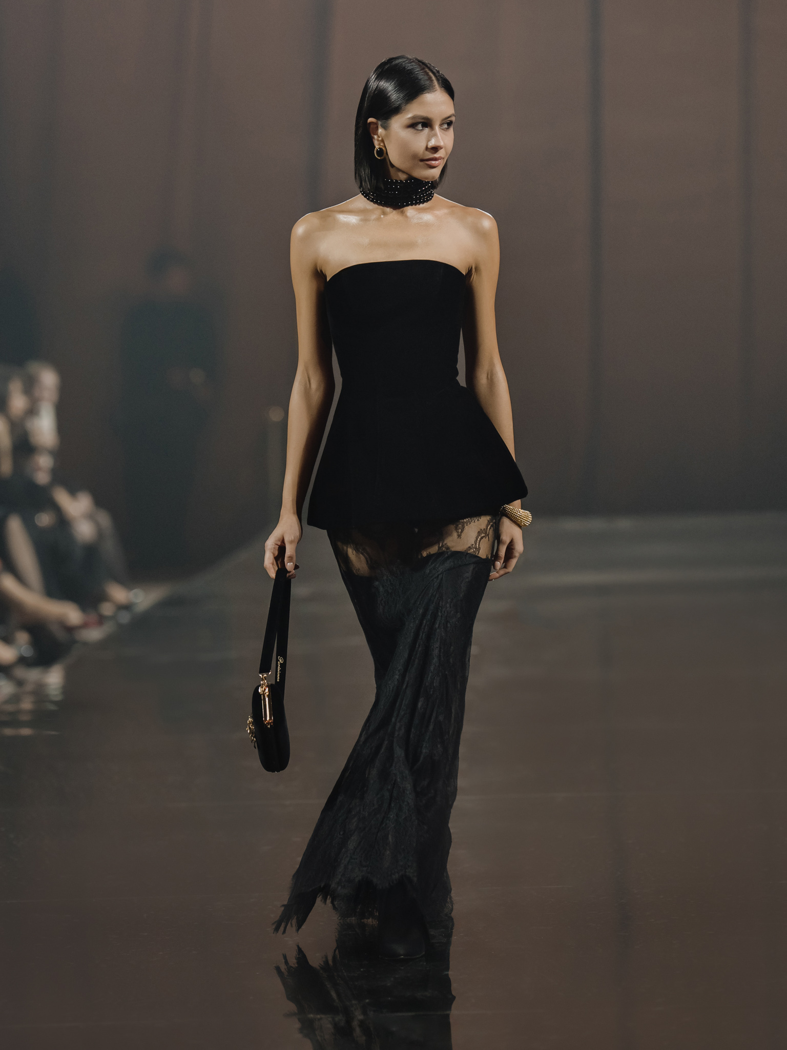 Velvet strapless corset