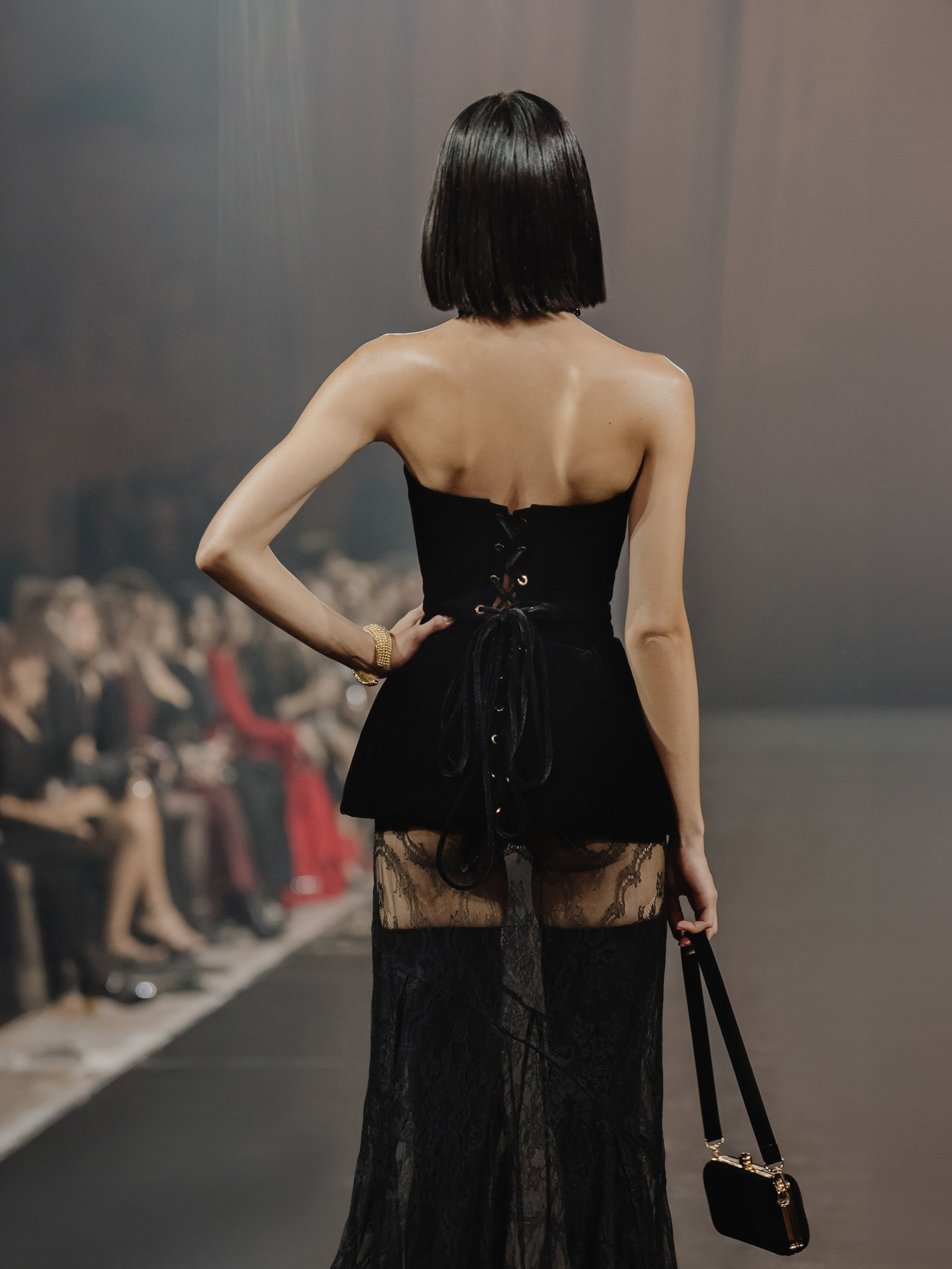 Velvet strapless corset