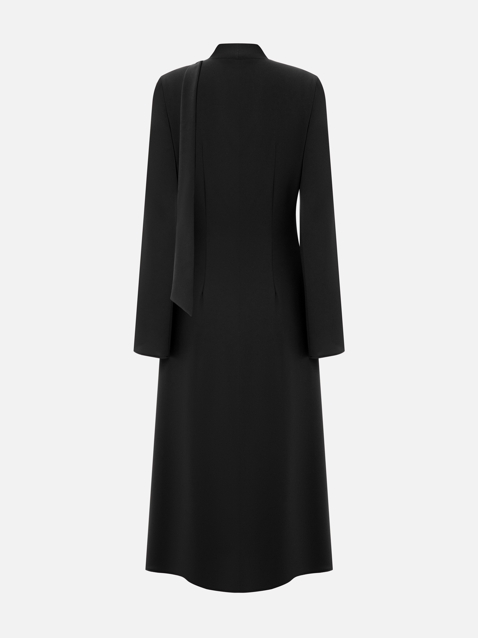 Midi dress with waist gathering and tonal ribbon