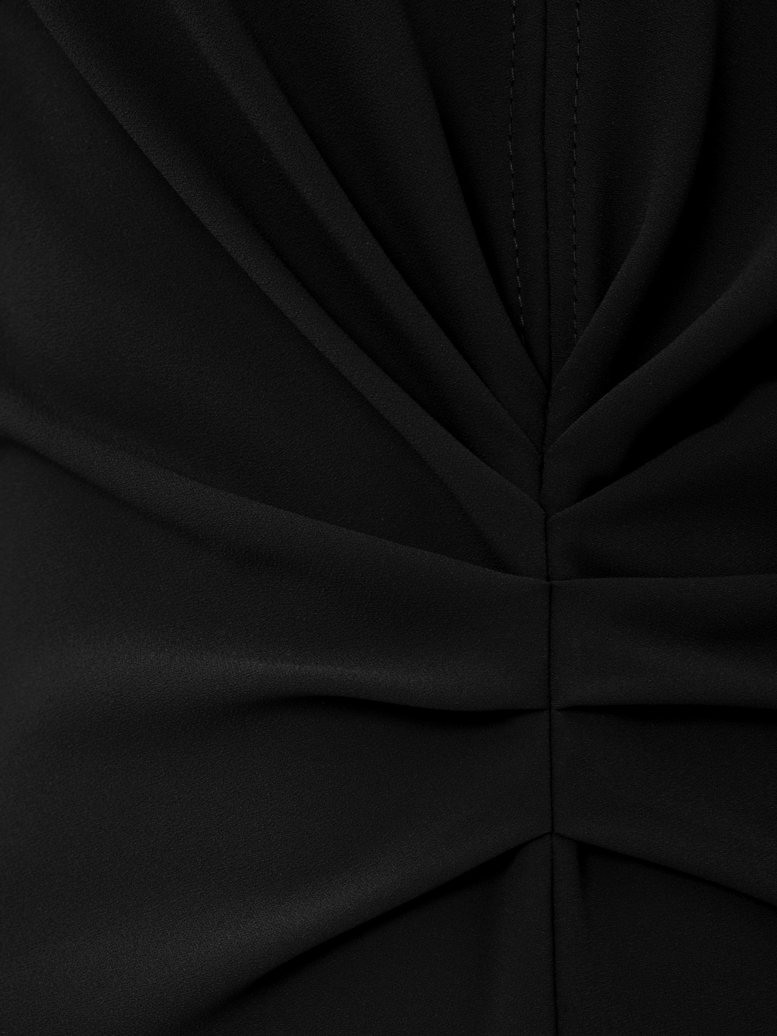 Midi dress with waist gathering and tonal ribbon