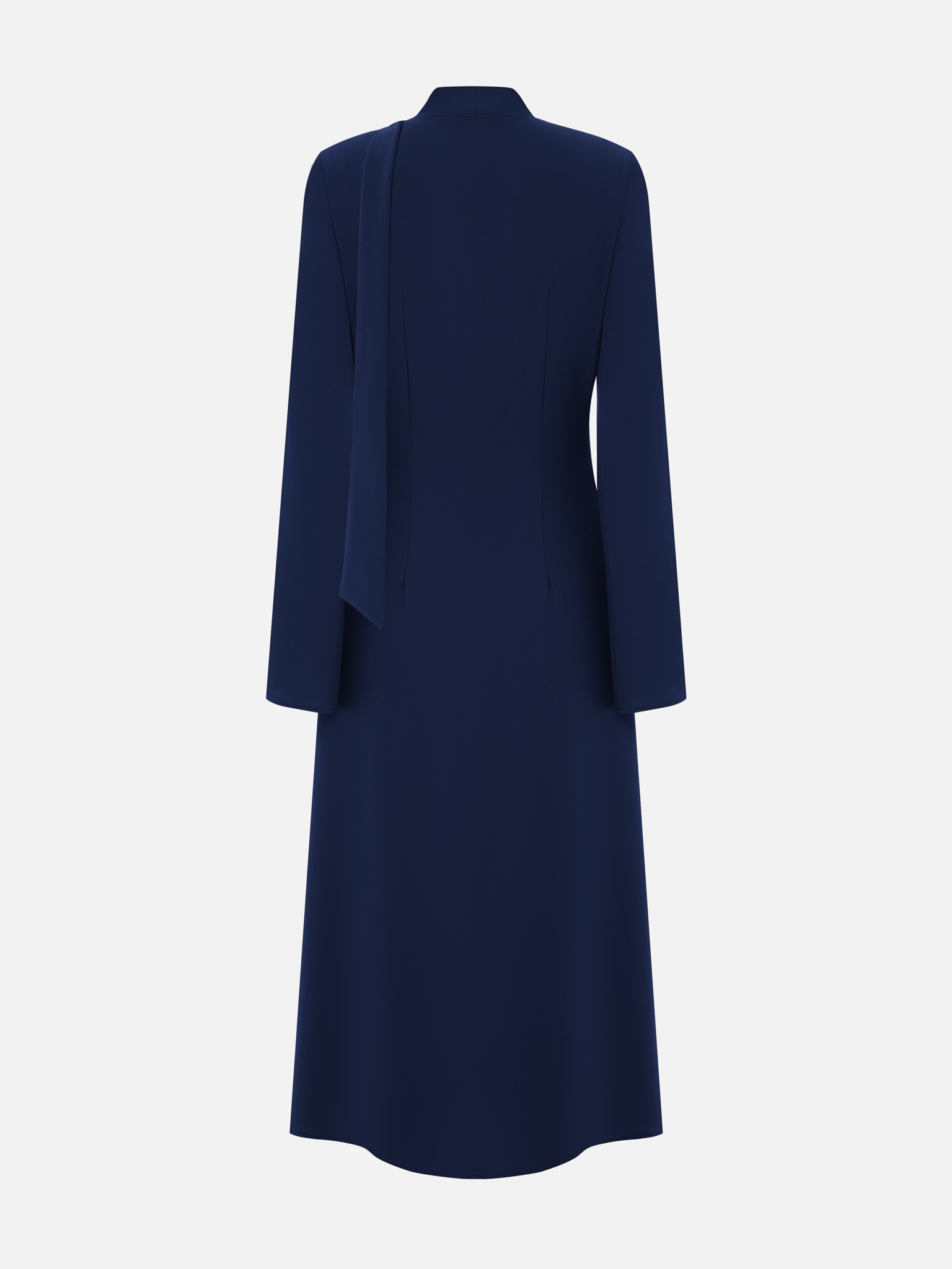 Midi dress with waist gathering and tonal ribbon