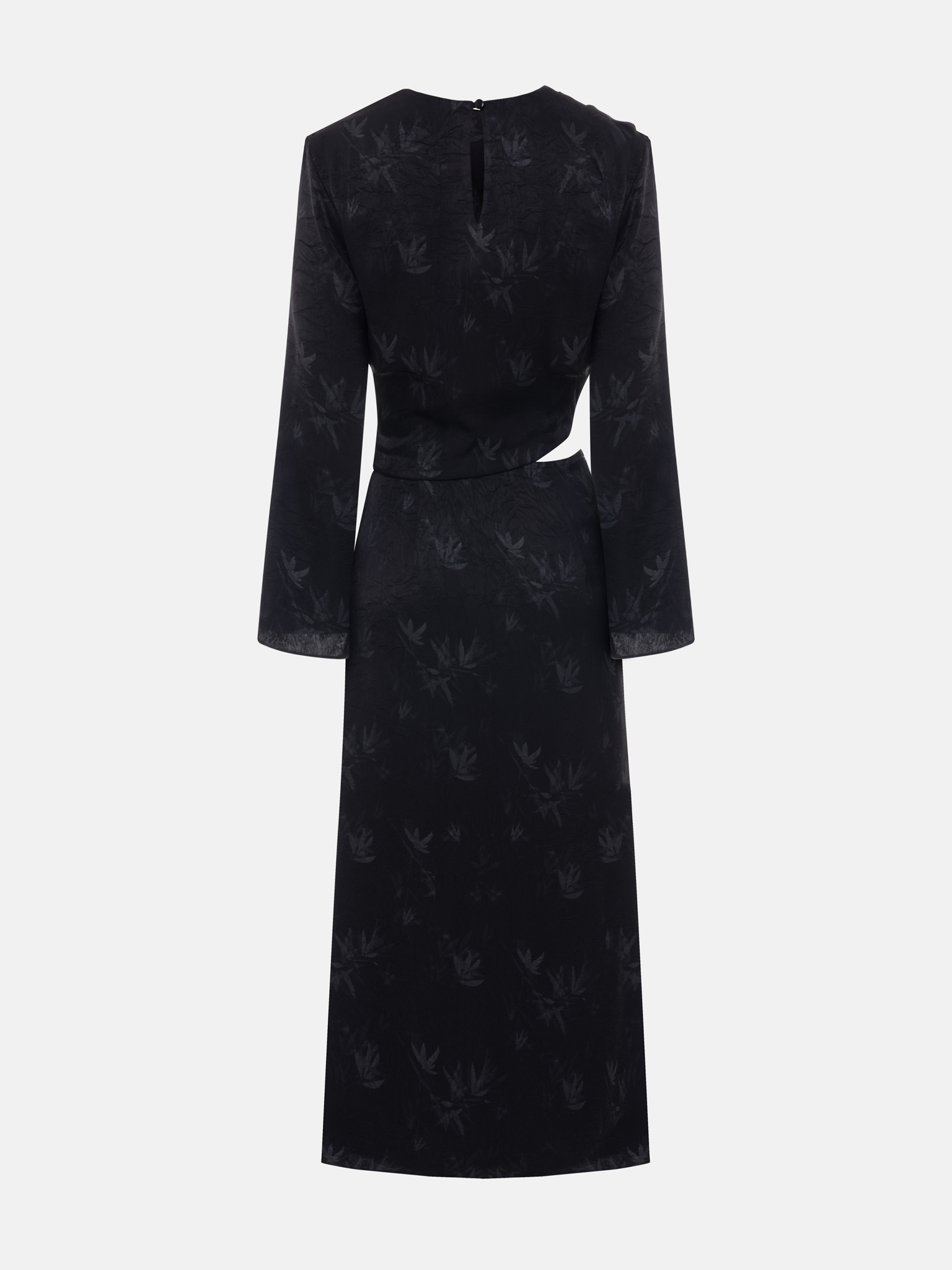 Textured satin maxi dress with slit at the waist