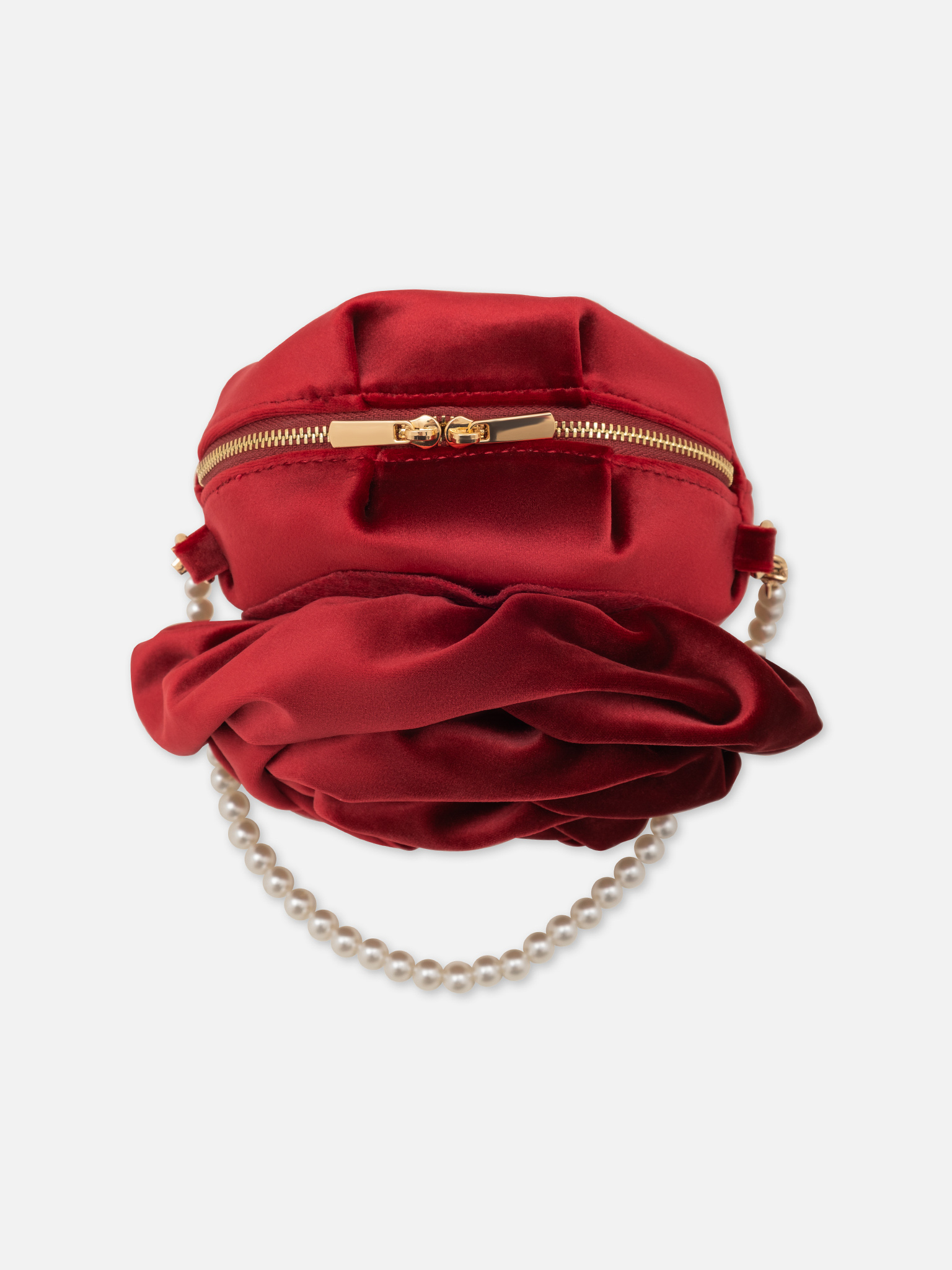 Velvet flower-shaped bag with pearl handle