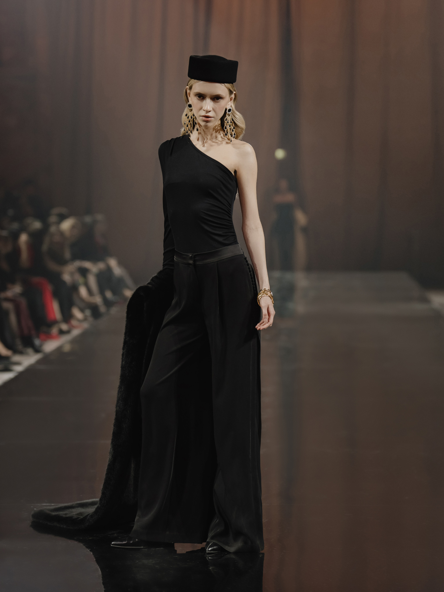 One-shoulder jersey bodysuit