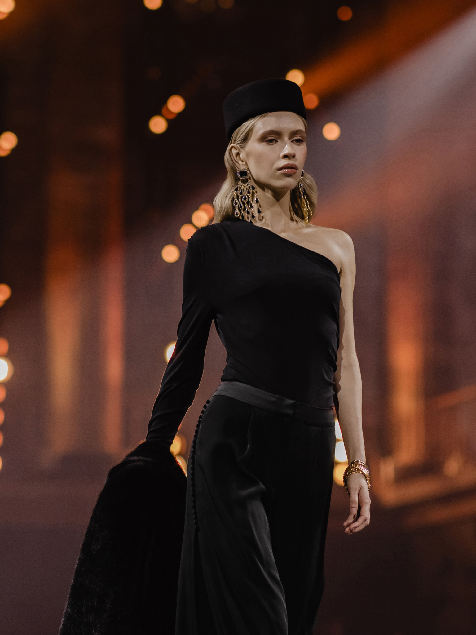 One-shoulder jersey bodysuit