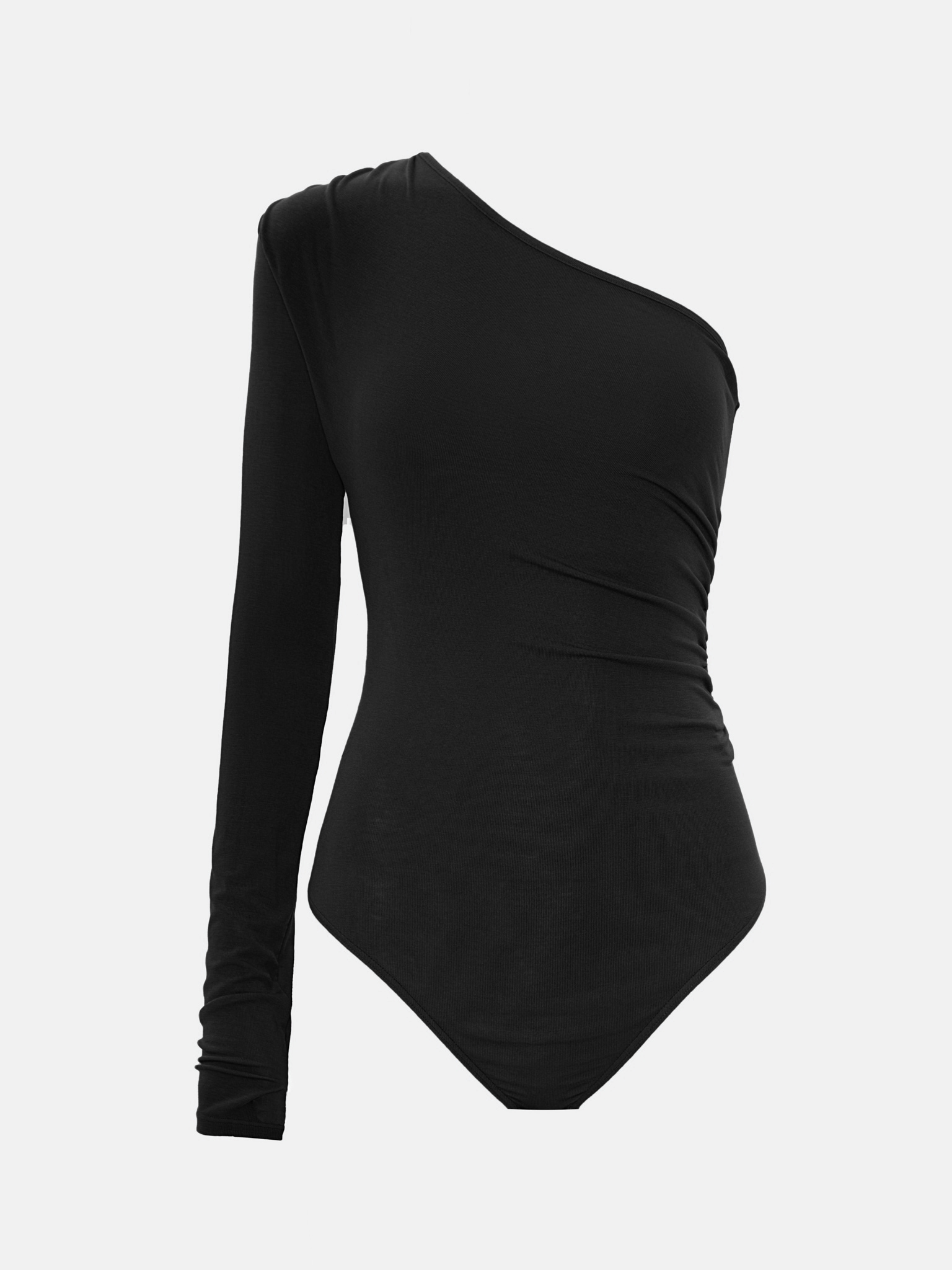One-shoulder jersey bodysuit