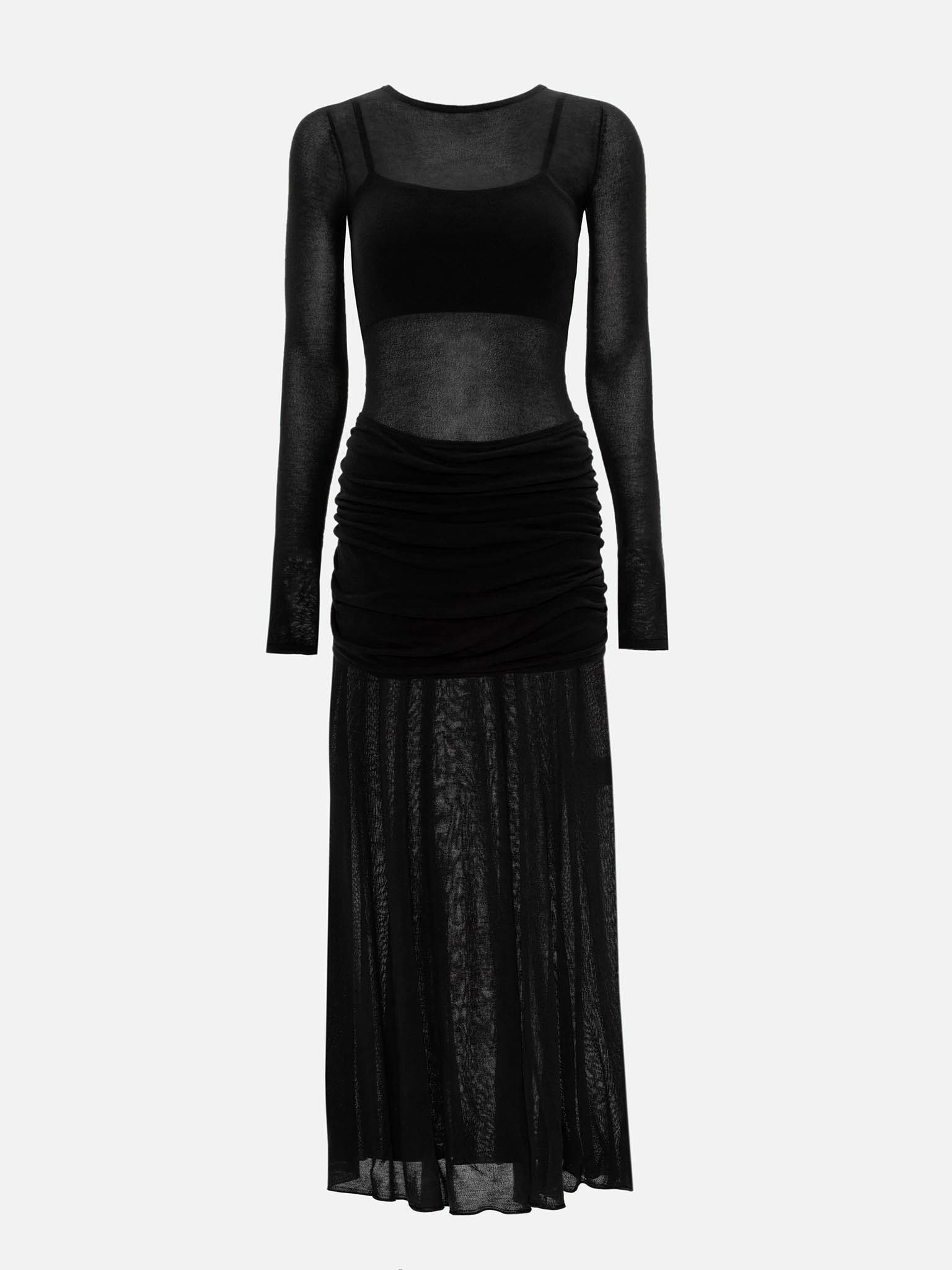 Semi-transparent jersey maxi dress