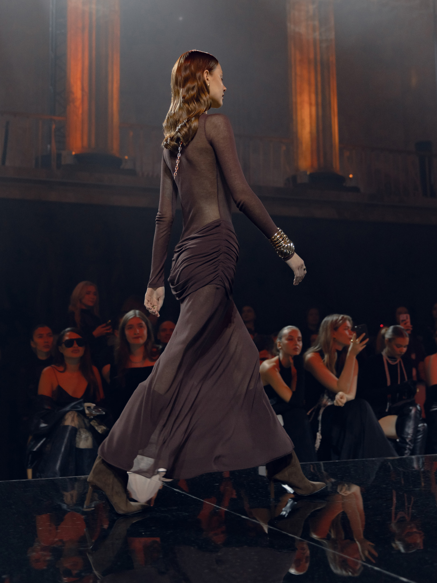 Semi-transparent jersey maxi dress