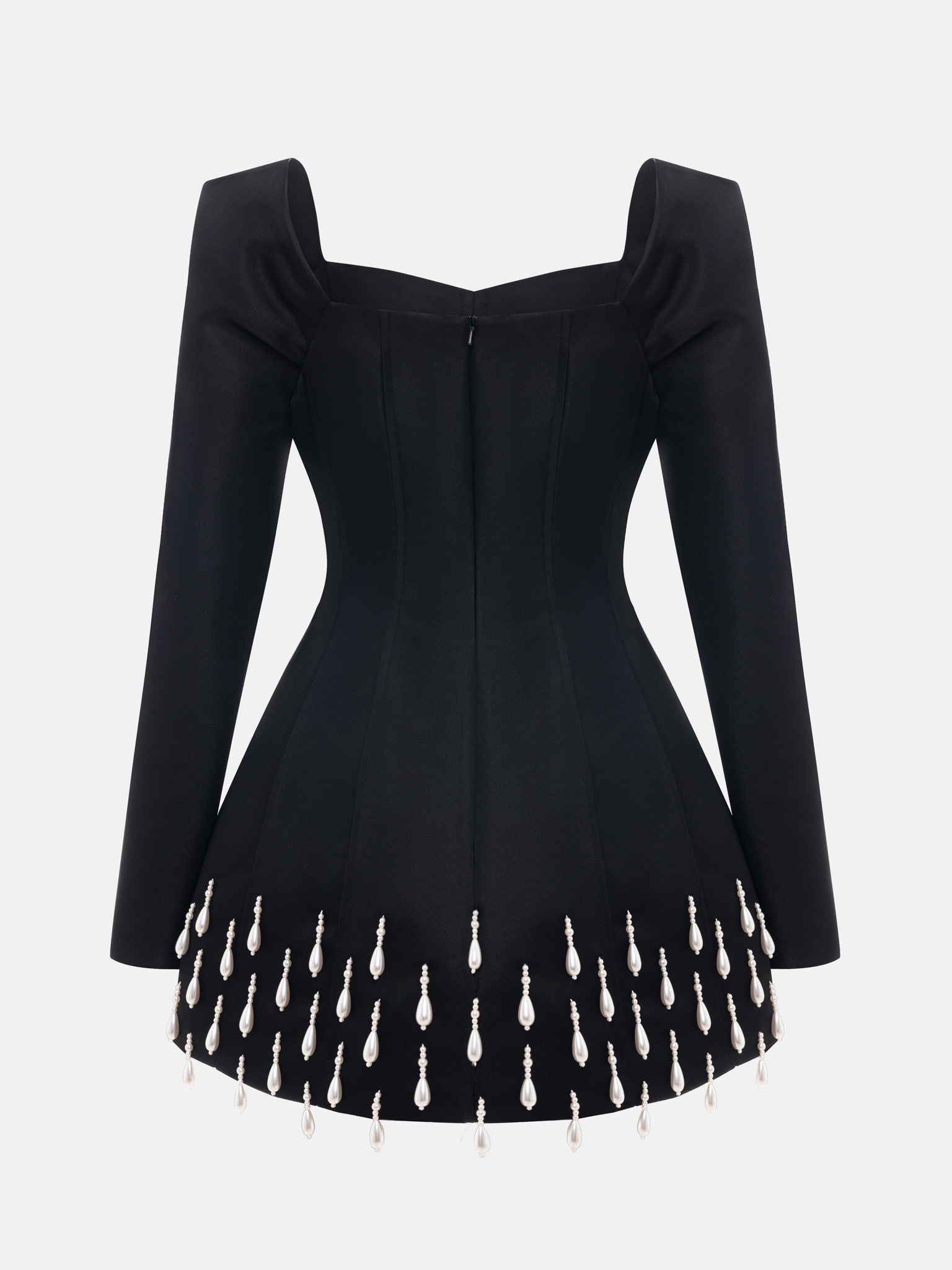 Satin mini dress with skirt decoration