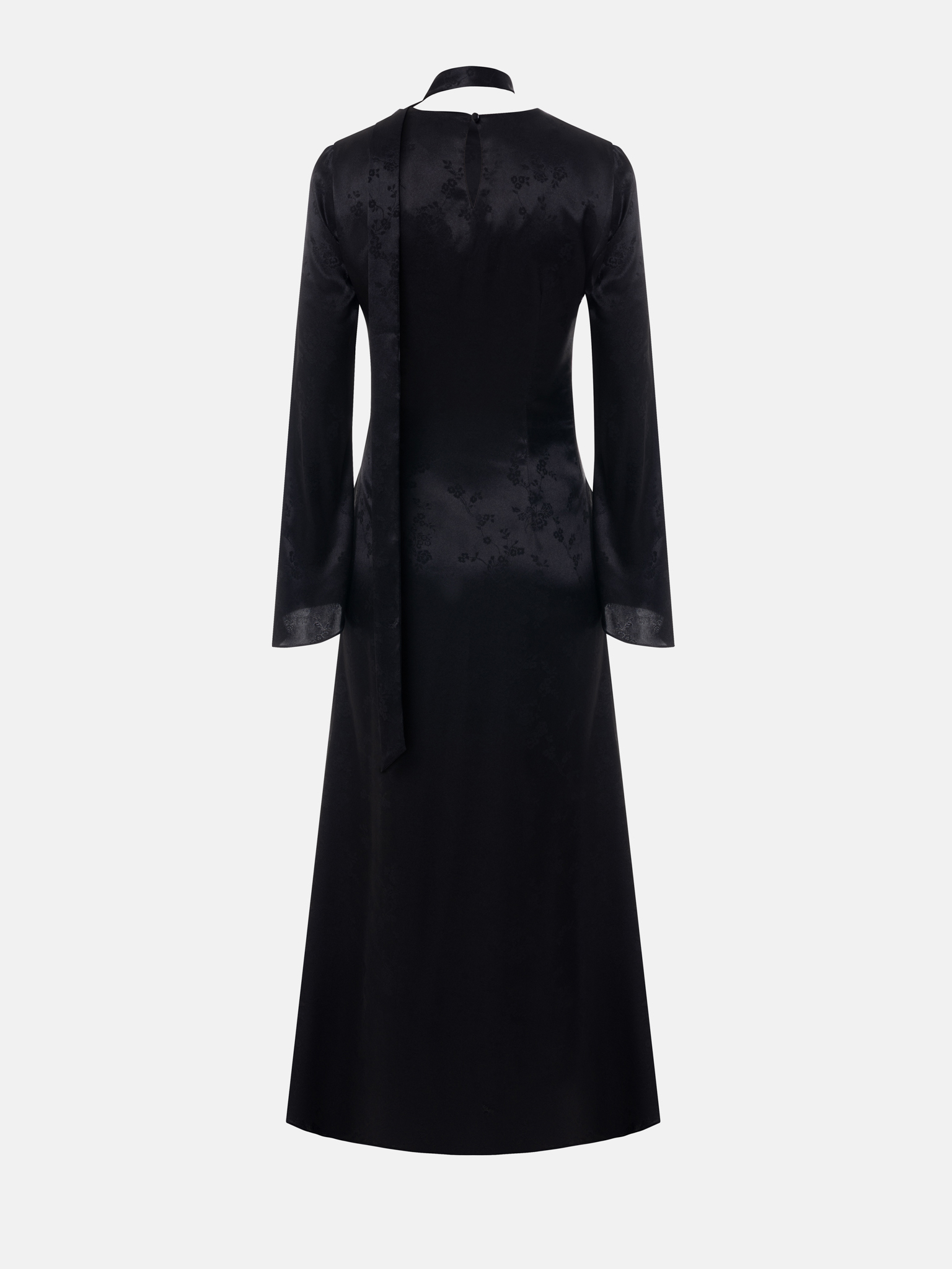 Satin maxi dress with ornamentation