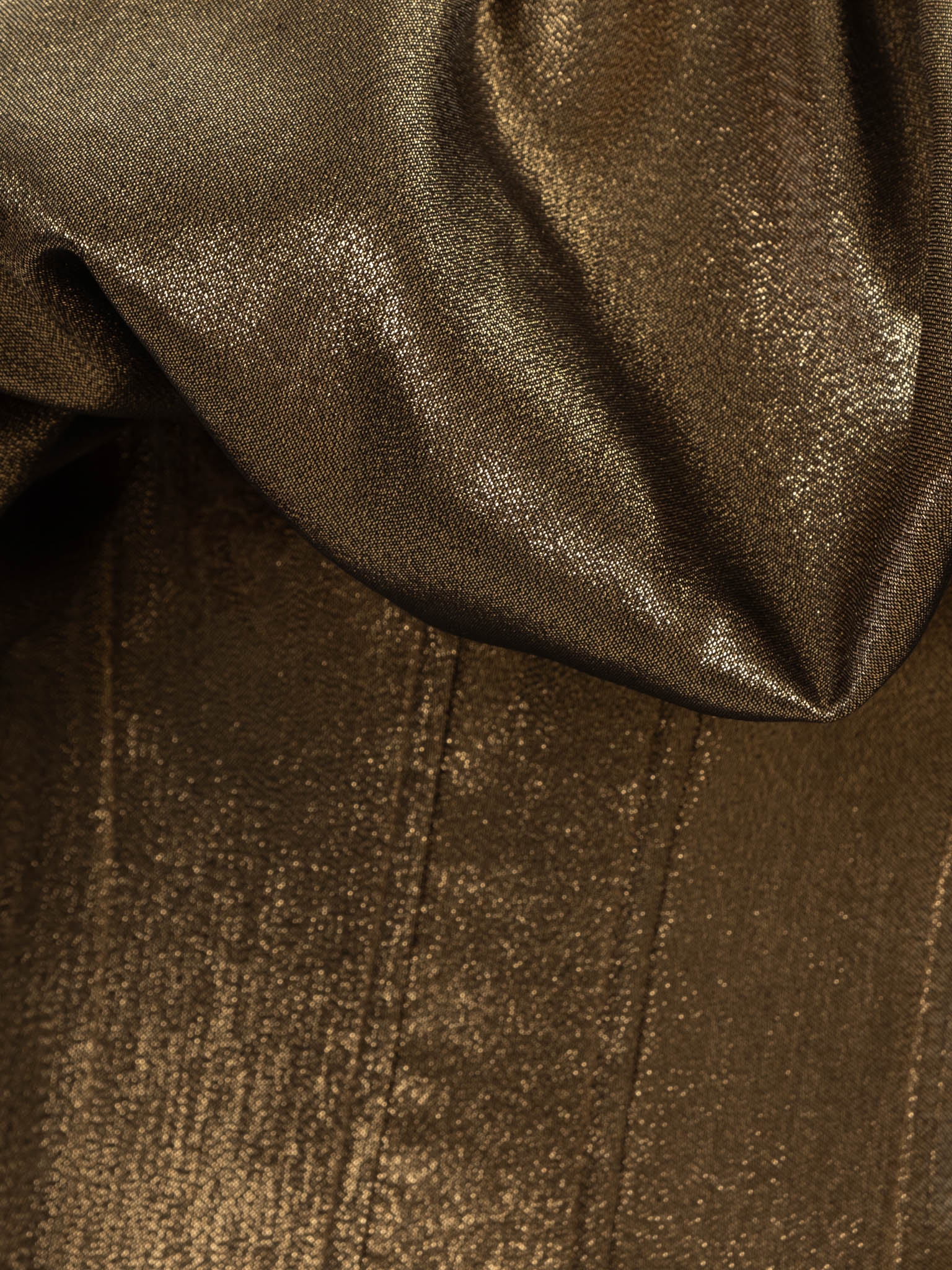 Metallic mini dress with voluminous detail on the bodice