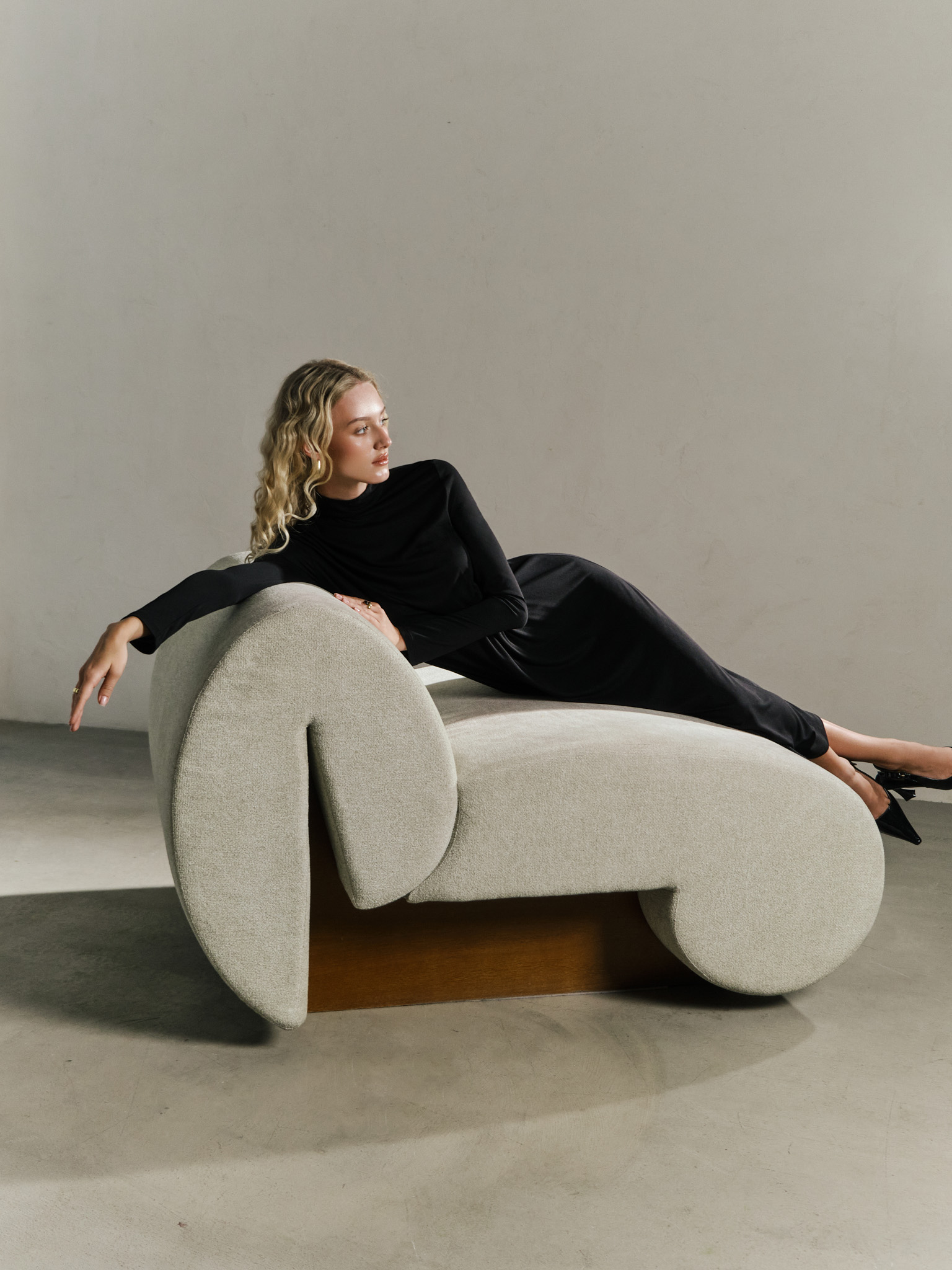 Jersey maxi dress with metallic decor at the waist