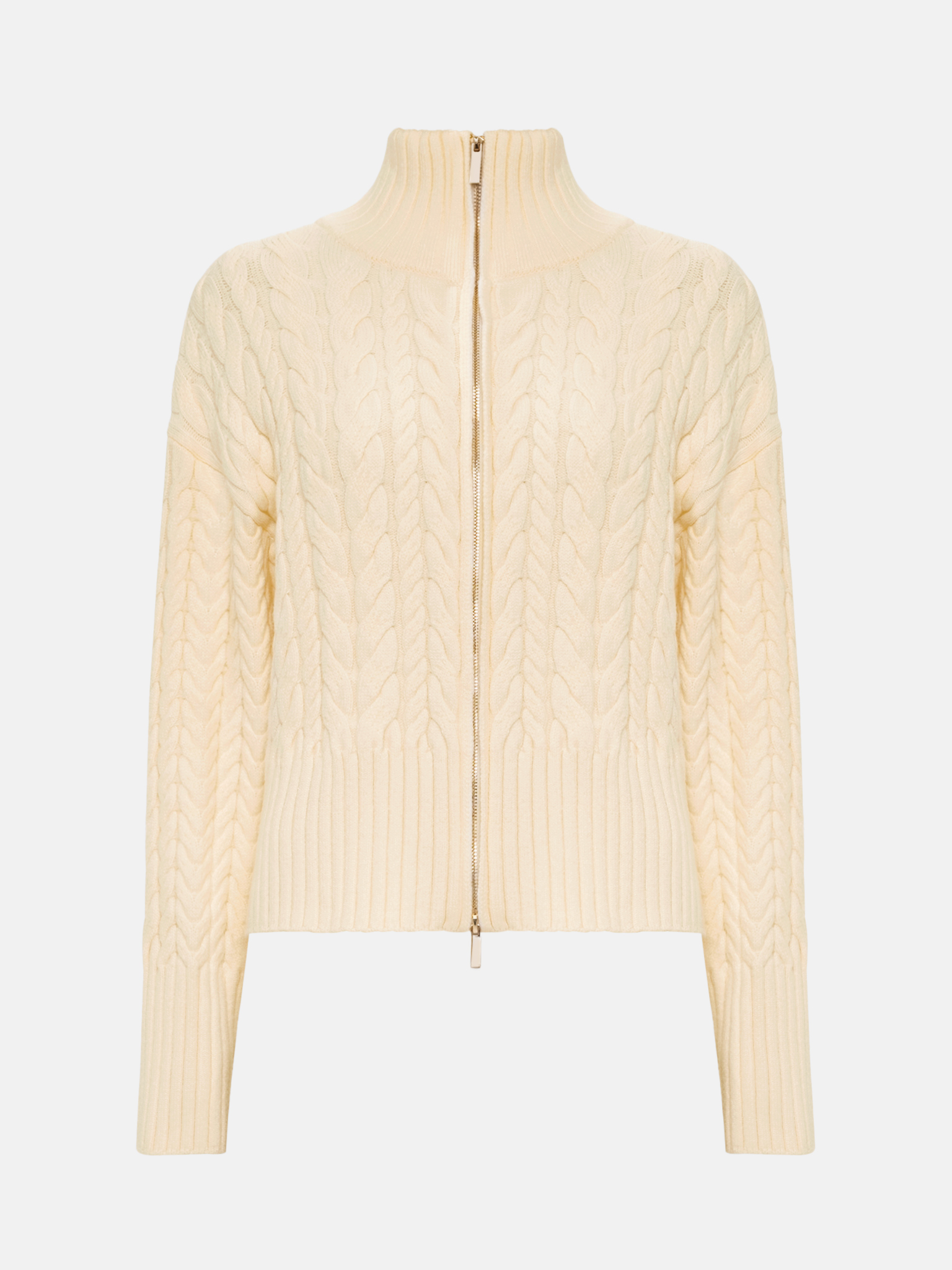 Cable-knit cardigan with zip fastening