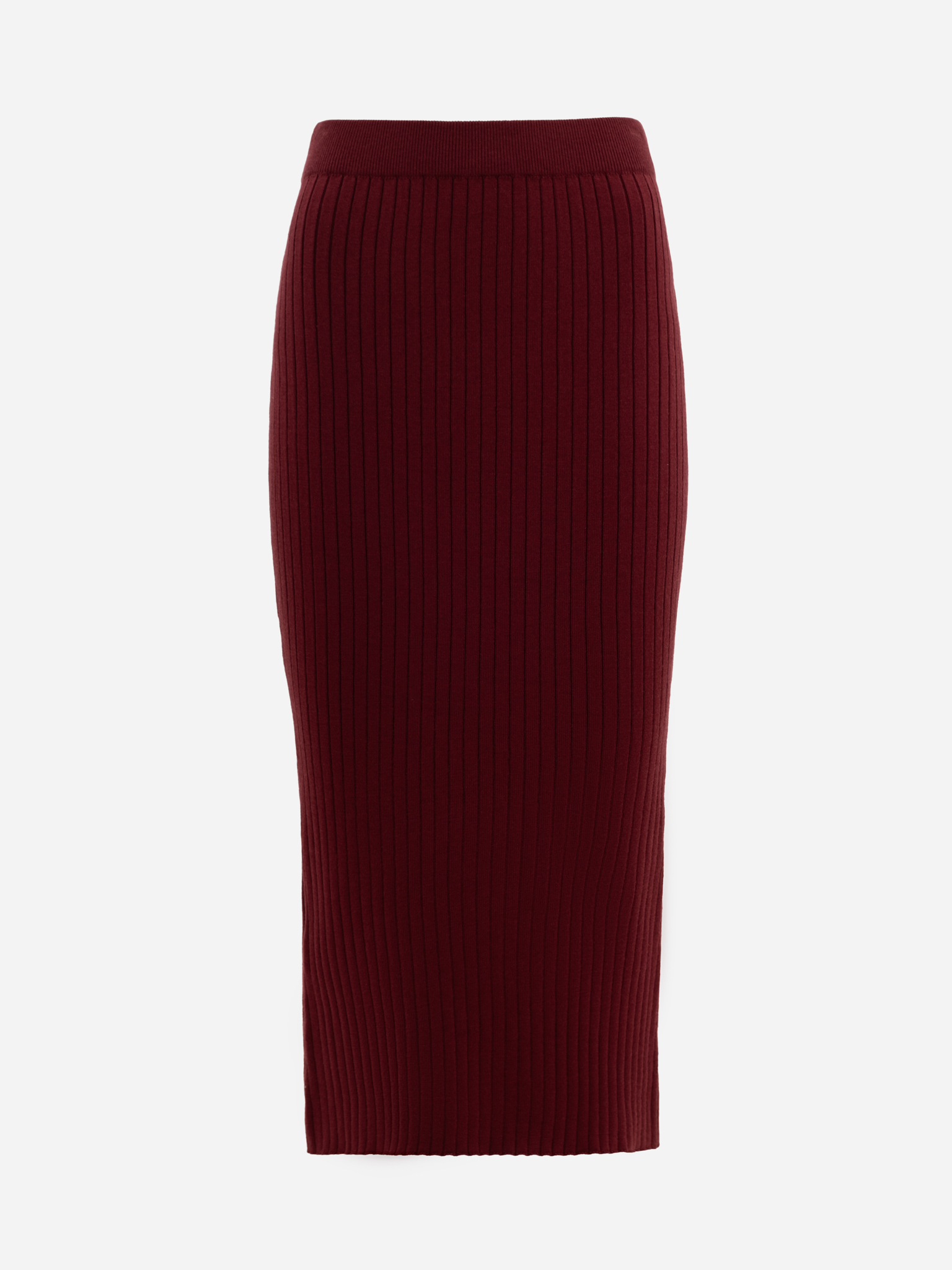 Rib-knit midi skirt