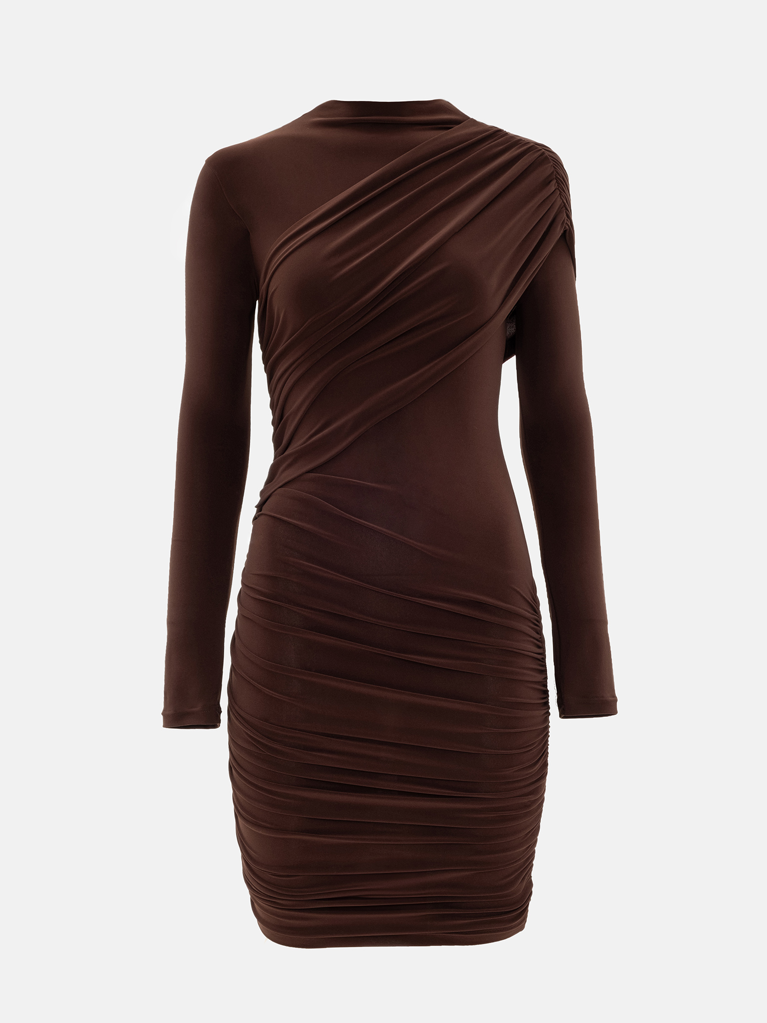 Jersey mini dress with asymmetrical draperies