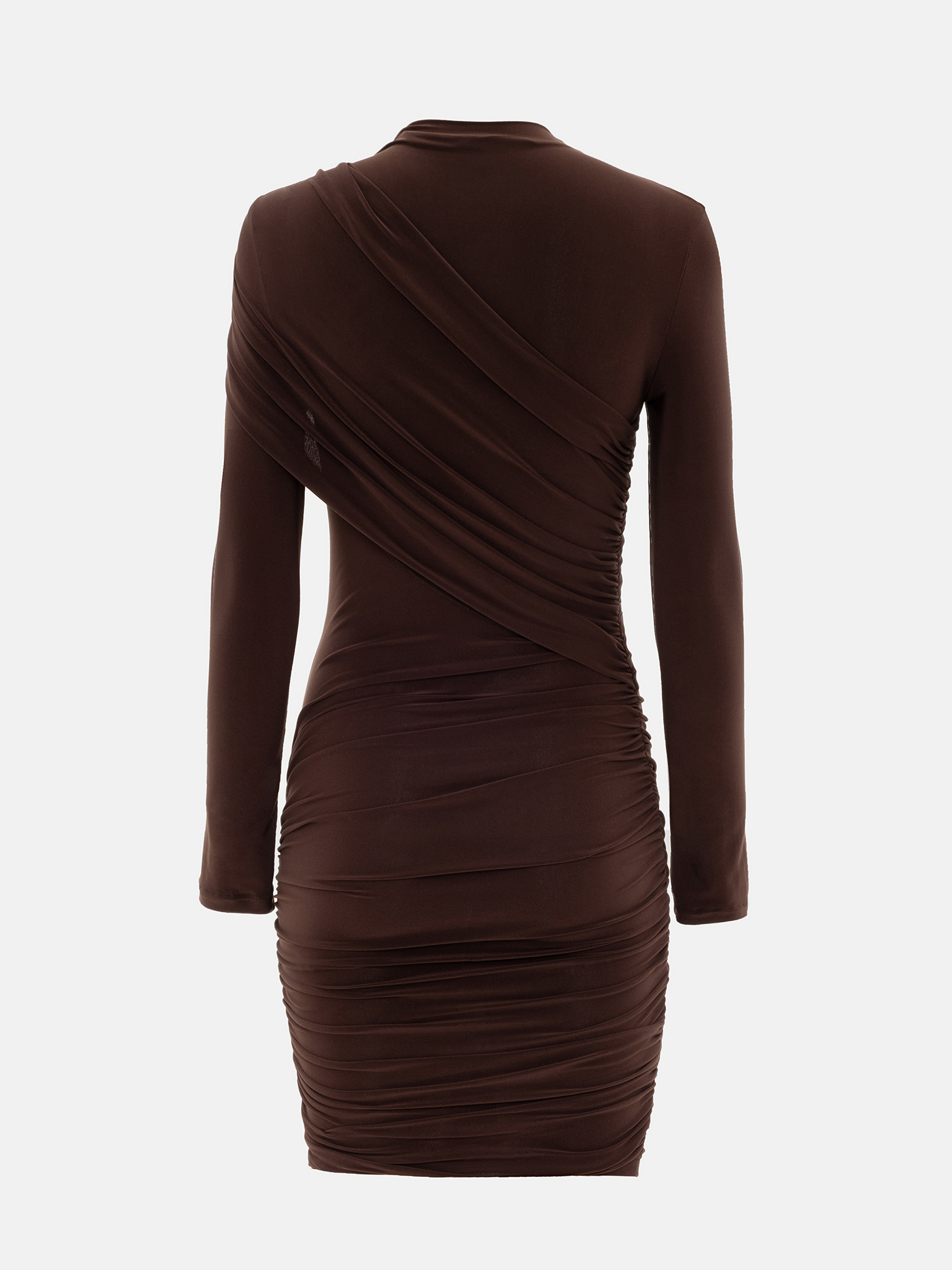 Jersey mini dress with asymmetrical draperies