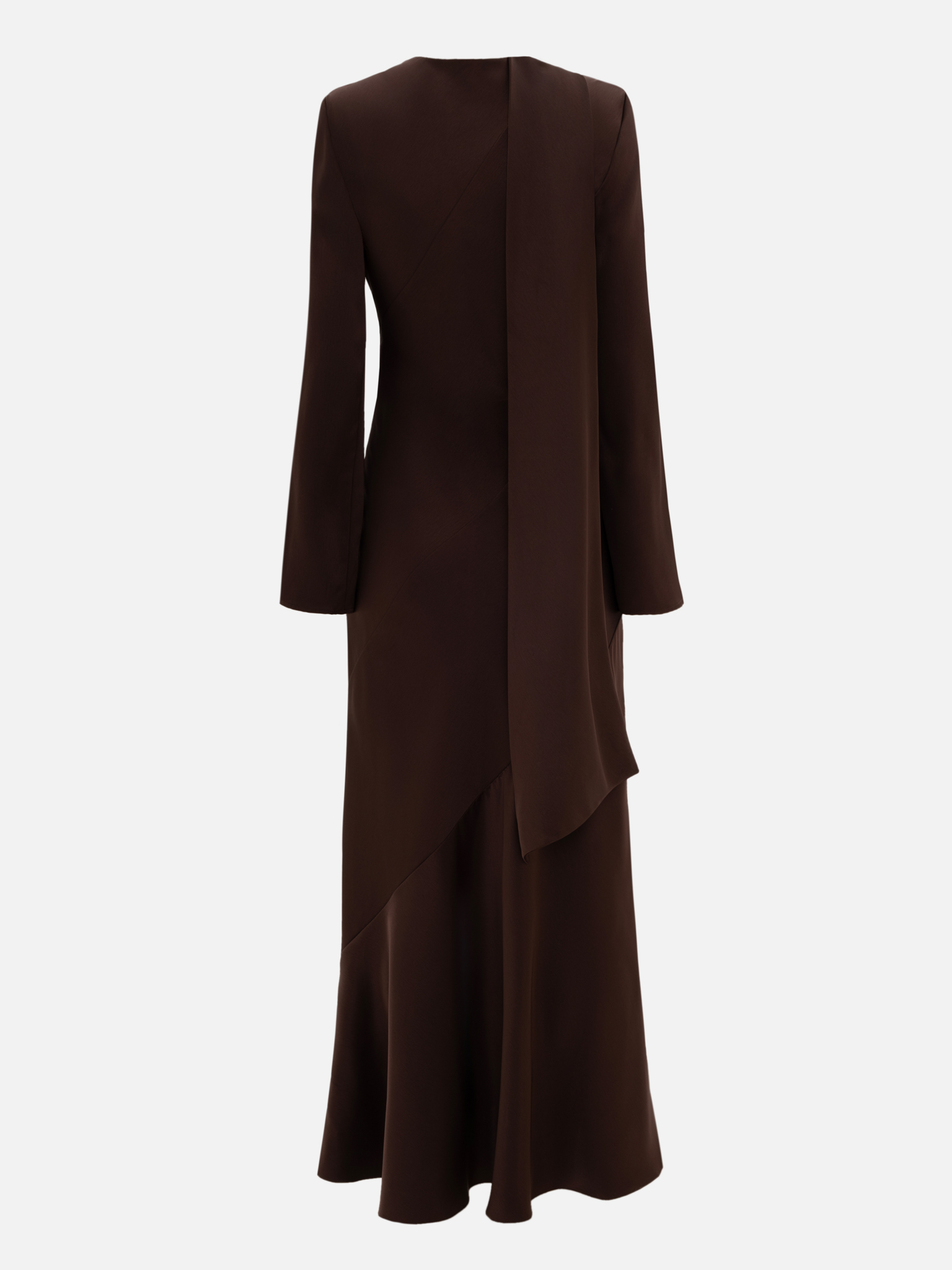 Loose satin maxi dress with a wide scarf