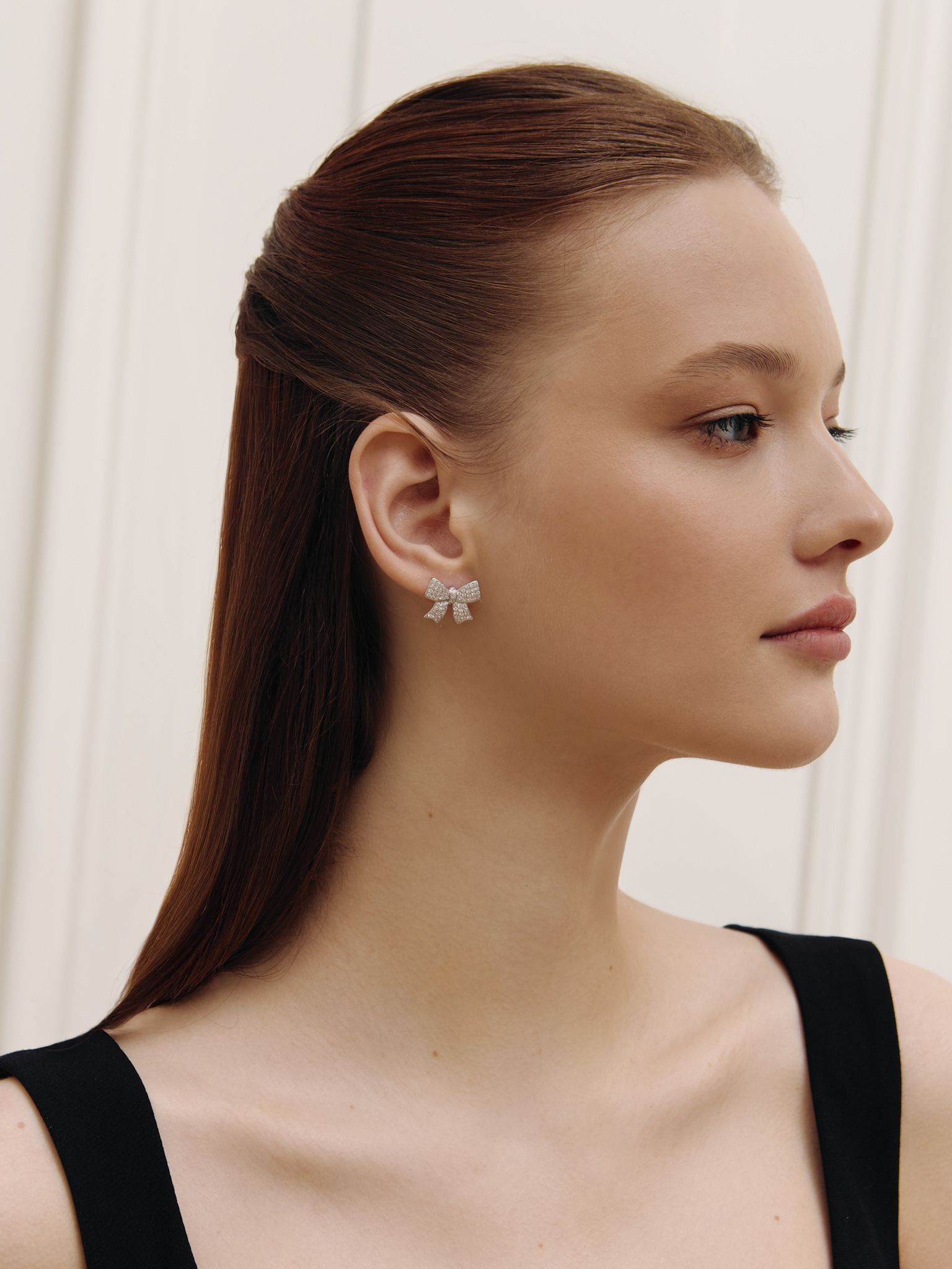 Rhinestone bow earrings