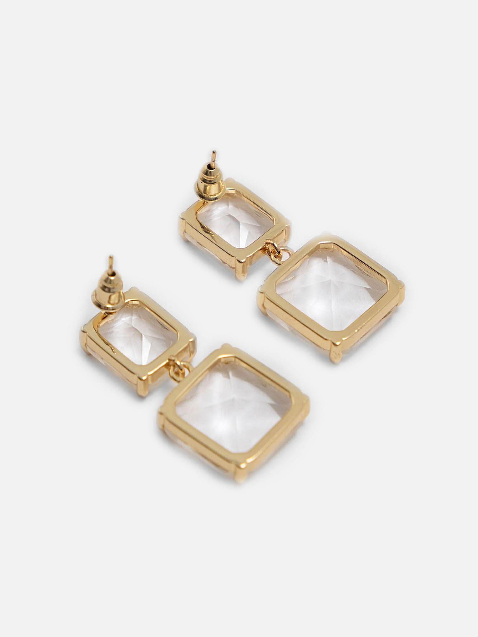 Серьги-пусеты с квадратными камнями