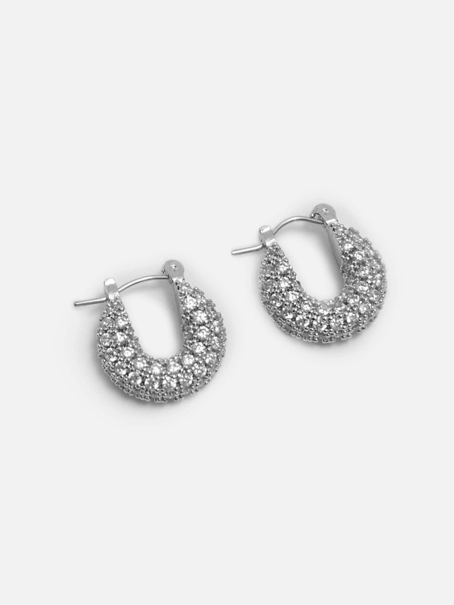 Puff earrings with zircons