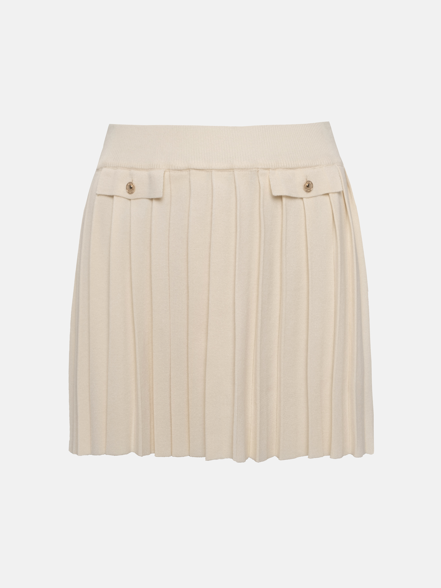 Pleated jersey knit mini skirt