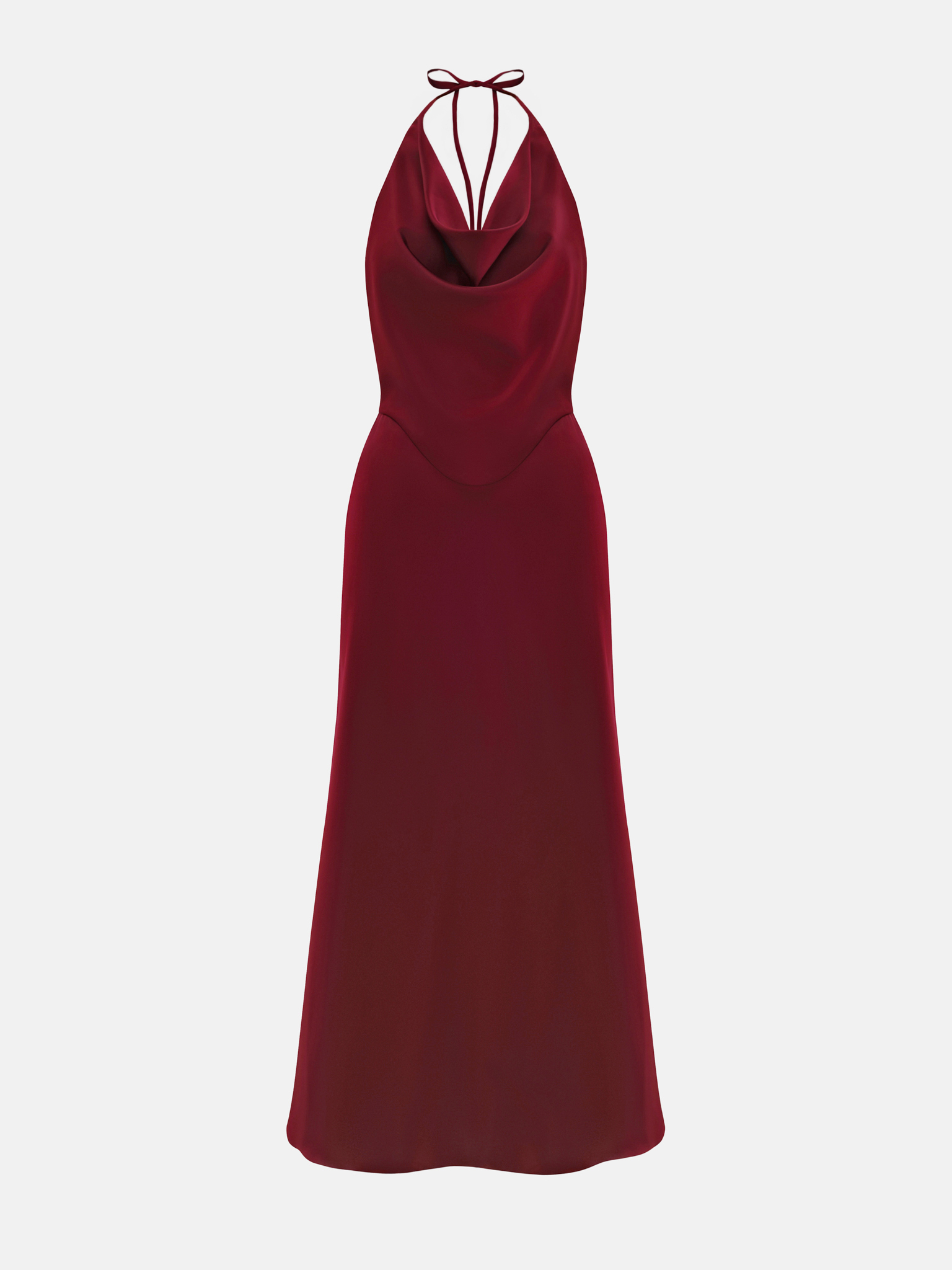 Satin maxi dress with draped neckline