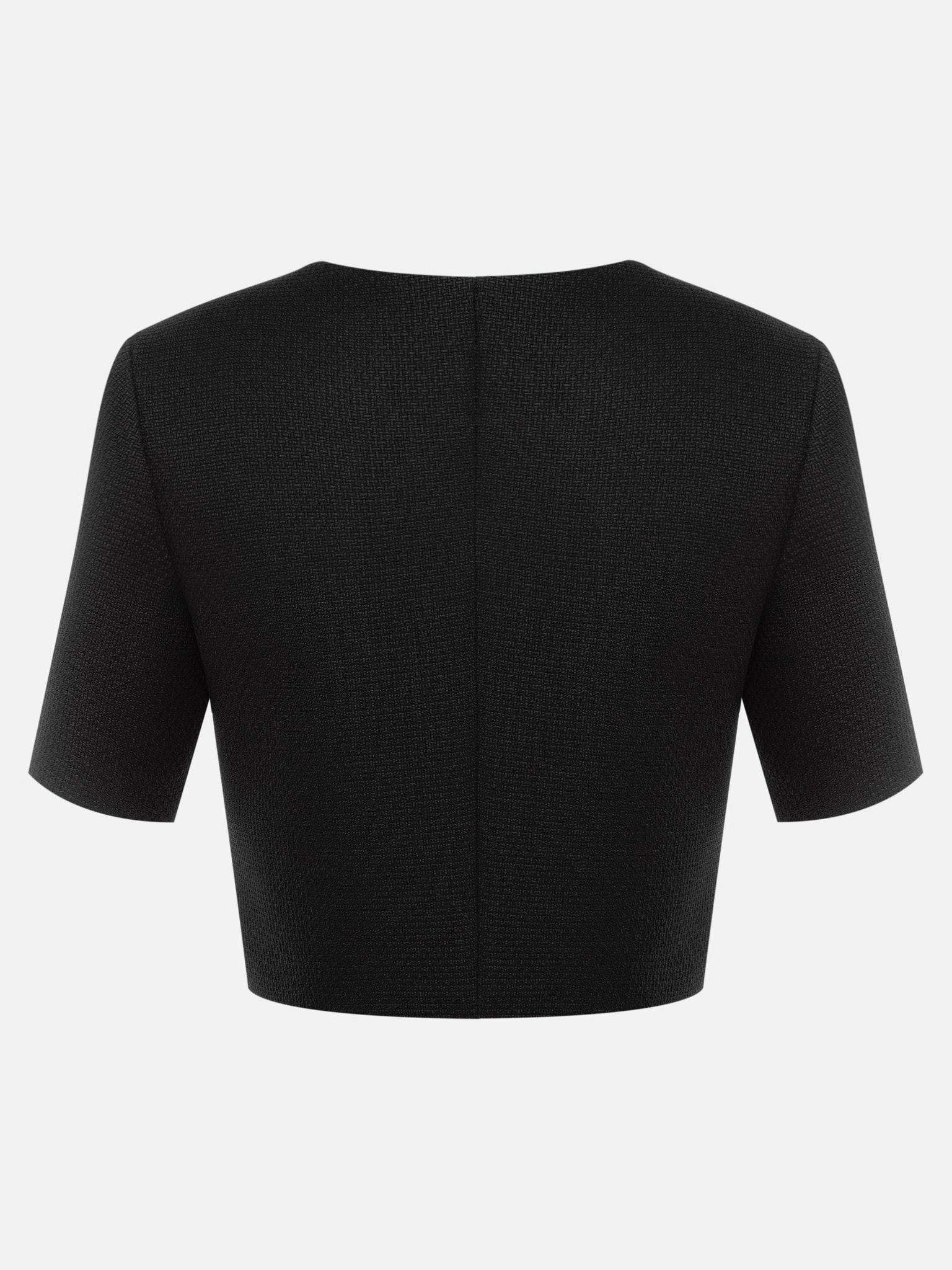 Short-sleeved tweed jacket with textured buttons