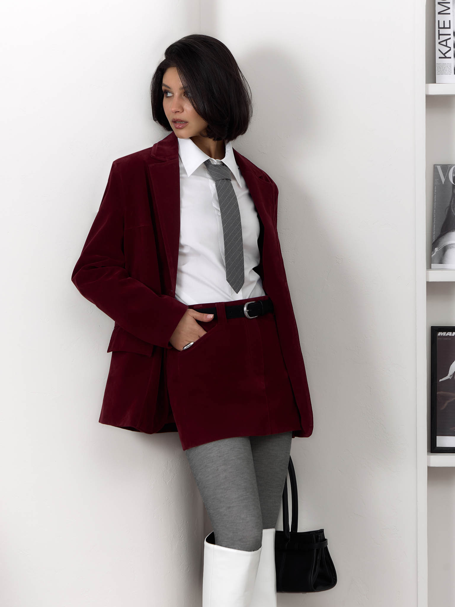 Straight eco-suede mini skirt