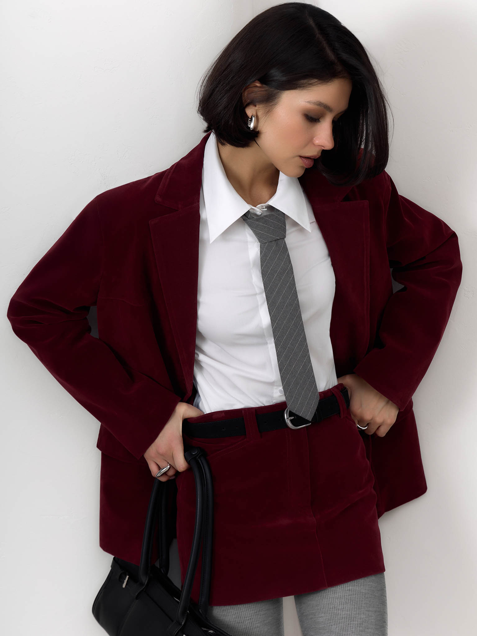 Straight eco-suede mini skirt