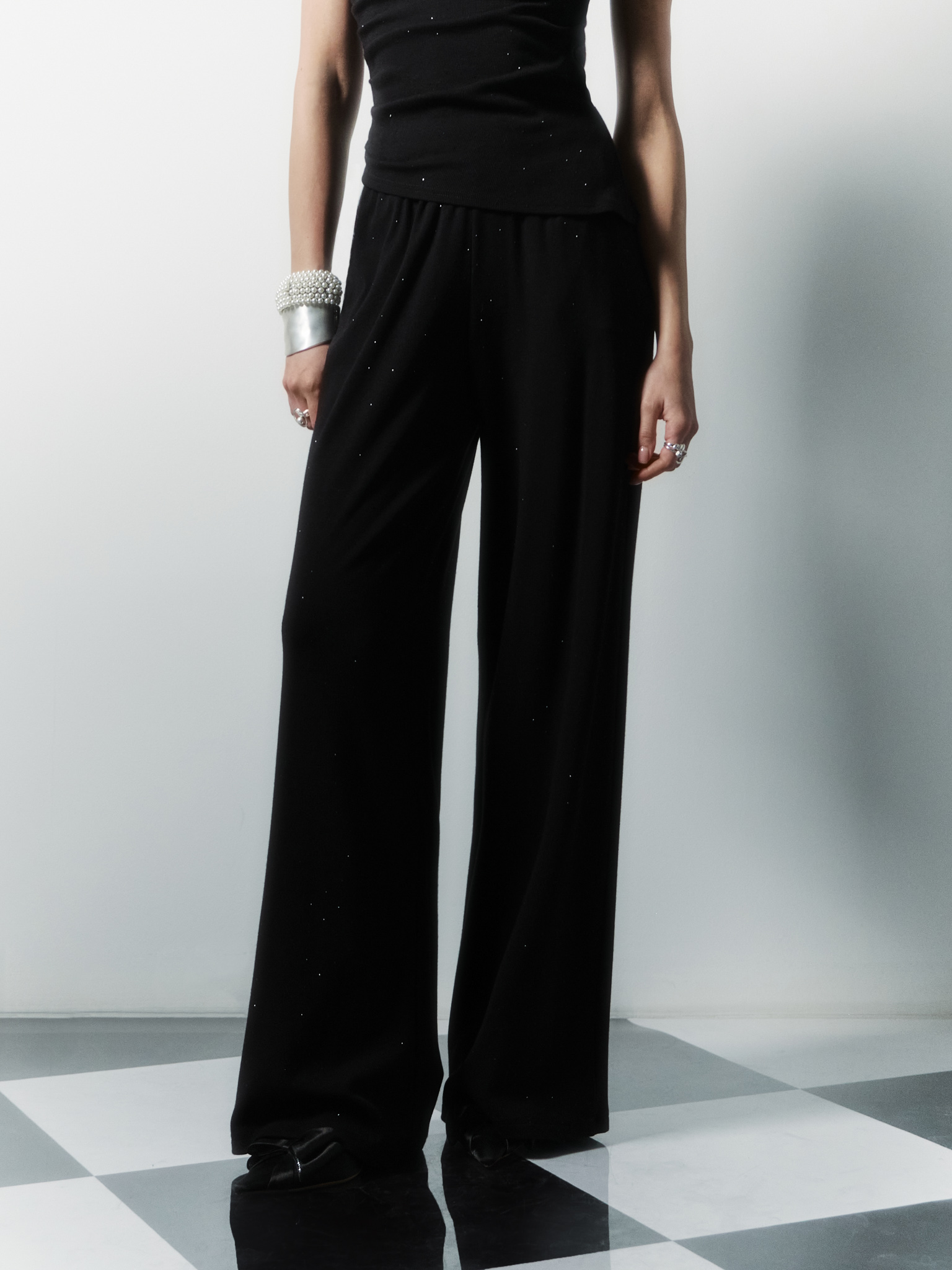 Rhinestone jersey trousers 