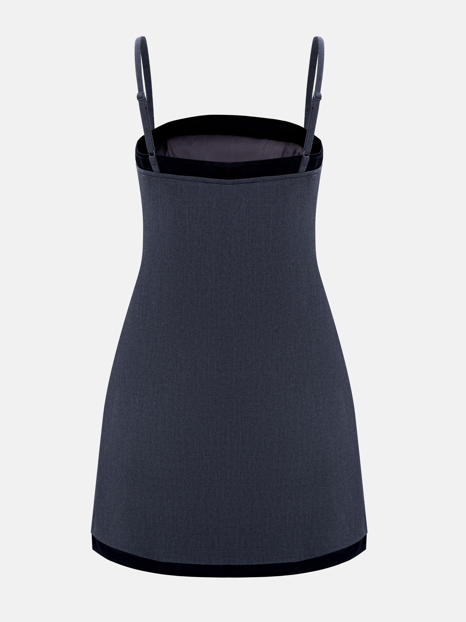 Double material mini dress with collar bow