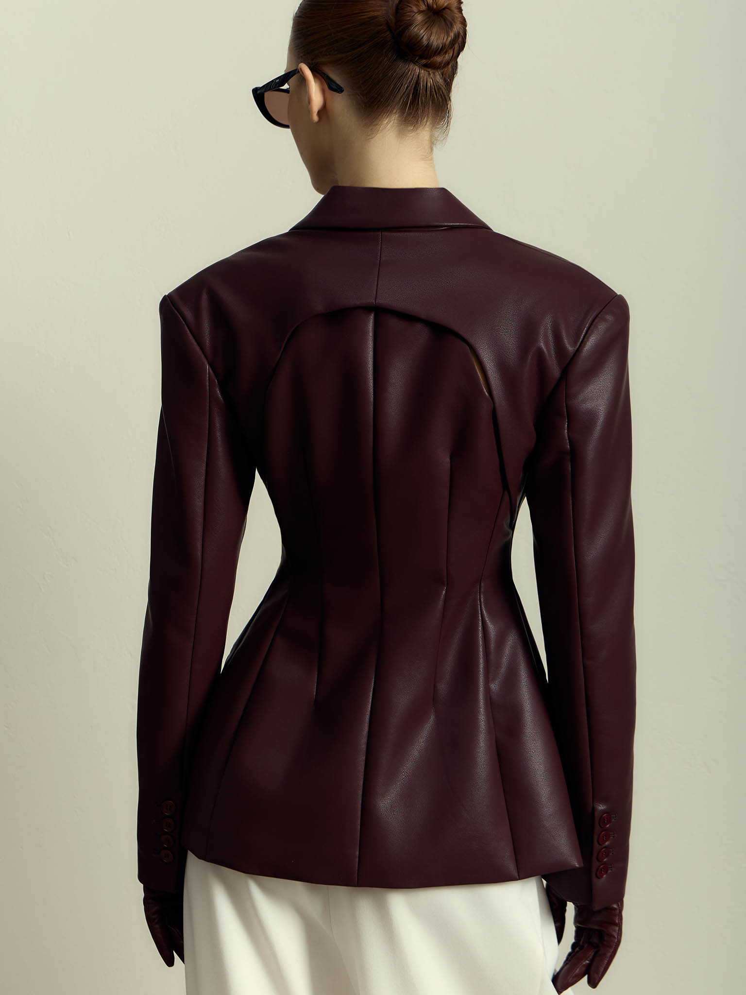 Fitted matte eco-leather jacket