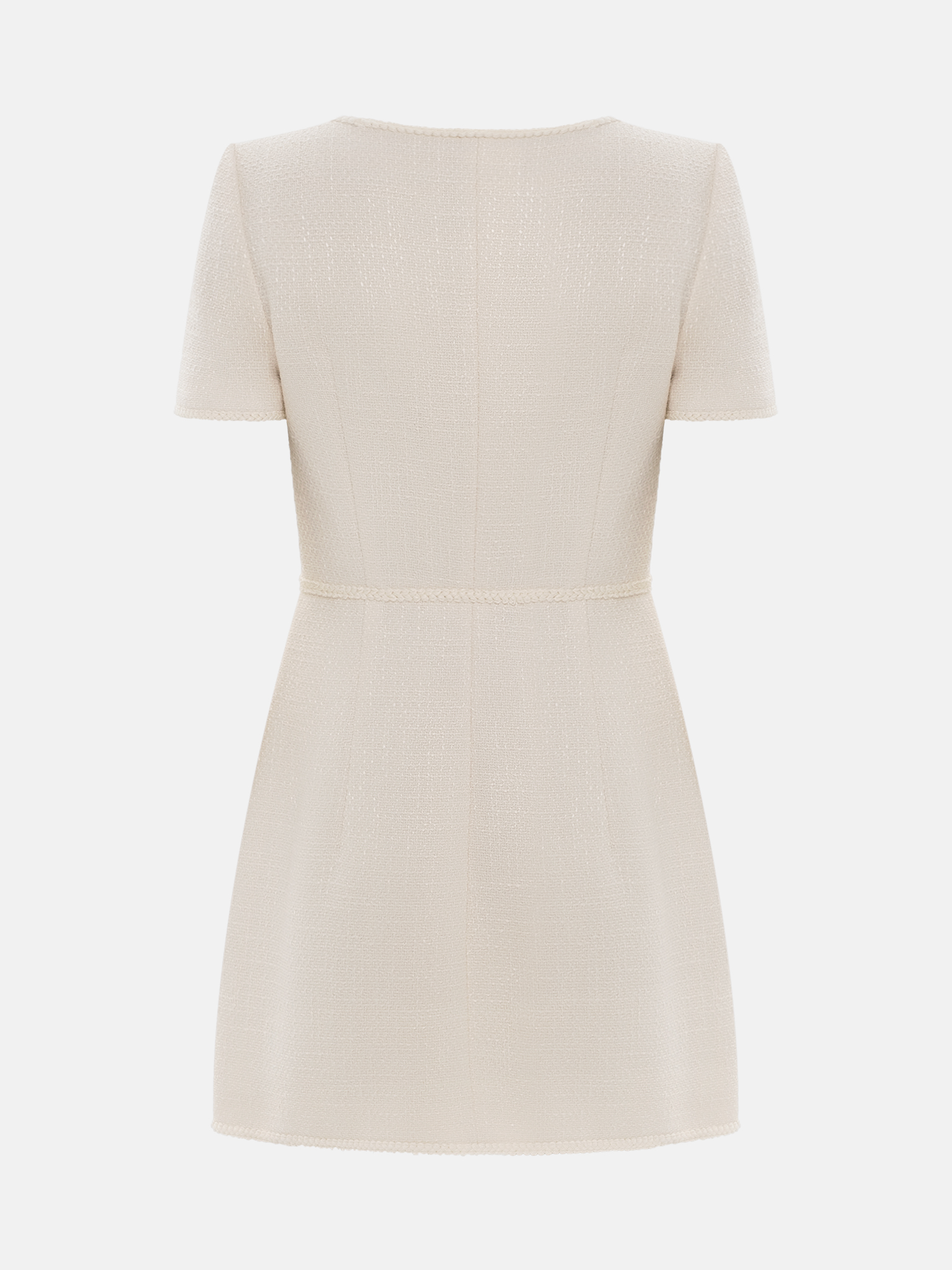 Short-sleeved mini dress with golden buttons